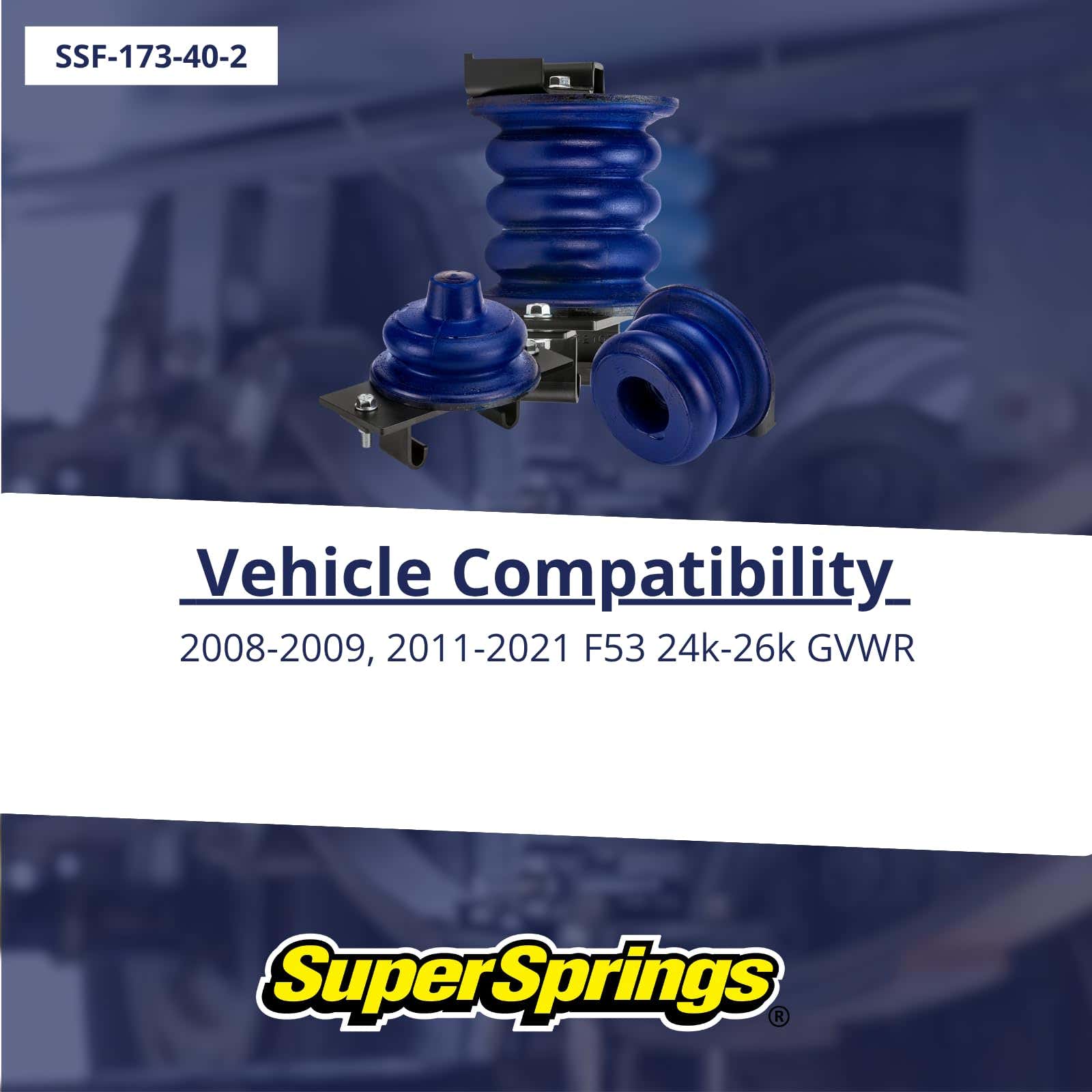 SuperSprings SSF-173-40-2 | SumoSprings Front Rebel for Ford F-53 | Left/Right Pair | 3000 (lb) Capacity at 50% Compression | Made in the USA, blue