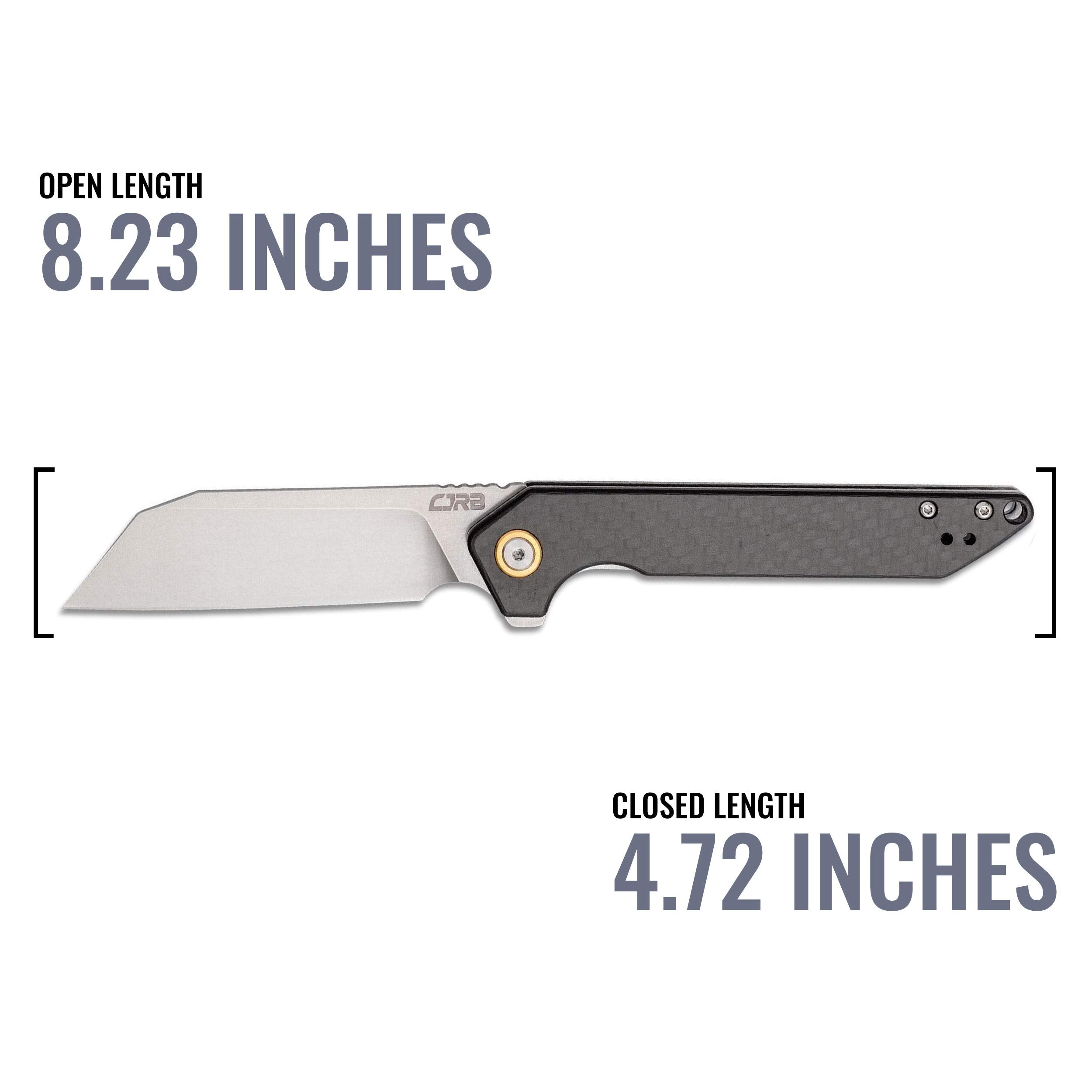 CJRB Rampart Folding Pocket Knife with Clip, Liner Lock, 3.5 Inch Drop Point Blade, Carbon Fiber Handle