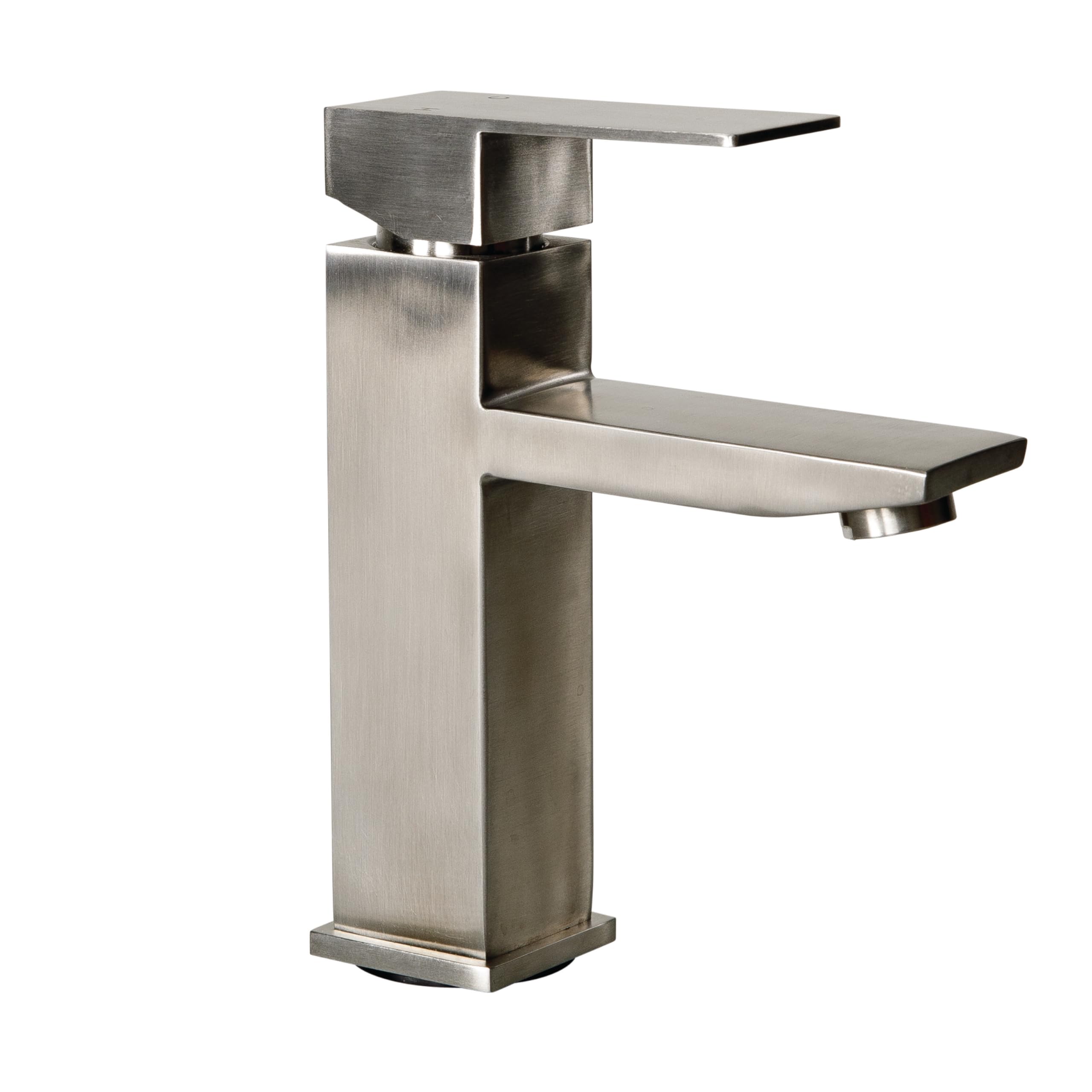 Lippert Flow Max Square Bathroom Faucet with 304-Grade Stainless Steel Construction, Single-Handle Operation, Single-Hole Installation, 2.2 GPM Flow Rate for RVs and Residential Spaces - 2024025311