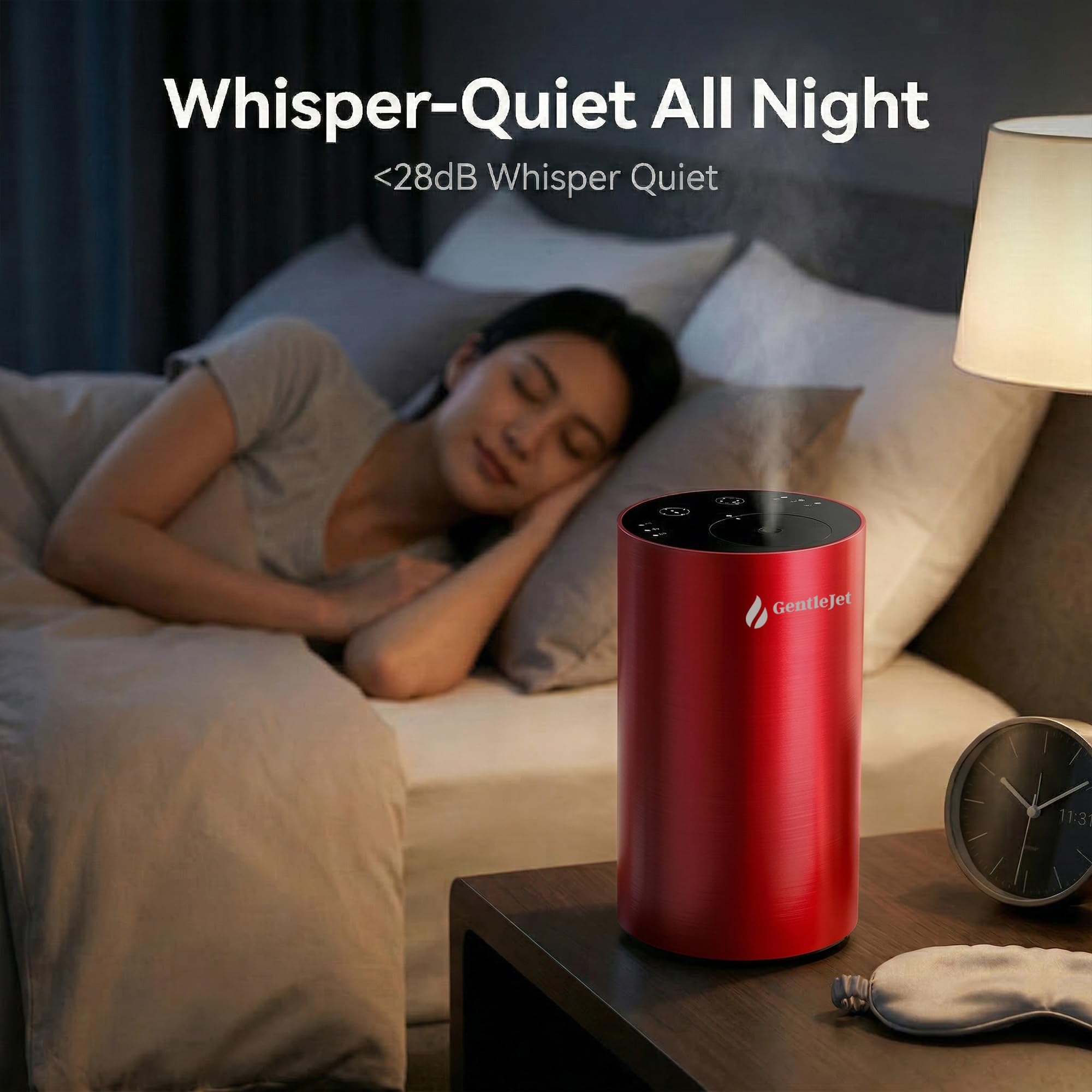 GentleJet LiteMist Waterless Nebulizing Essential Oil Diffuser – Cold Air Aromatherapy, USB-C Cordless 2000mAh Battery, Aluminum Portable for Home Office Car, 20ml