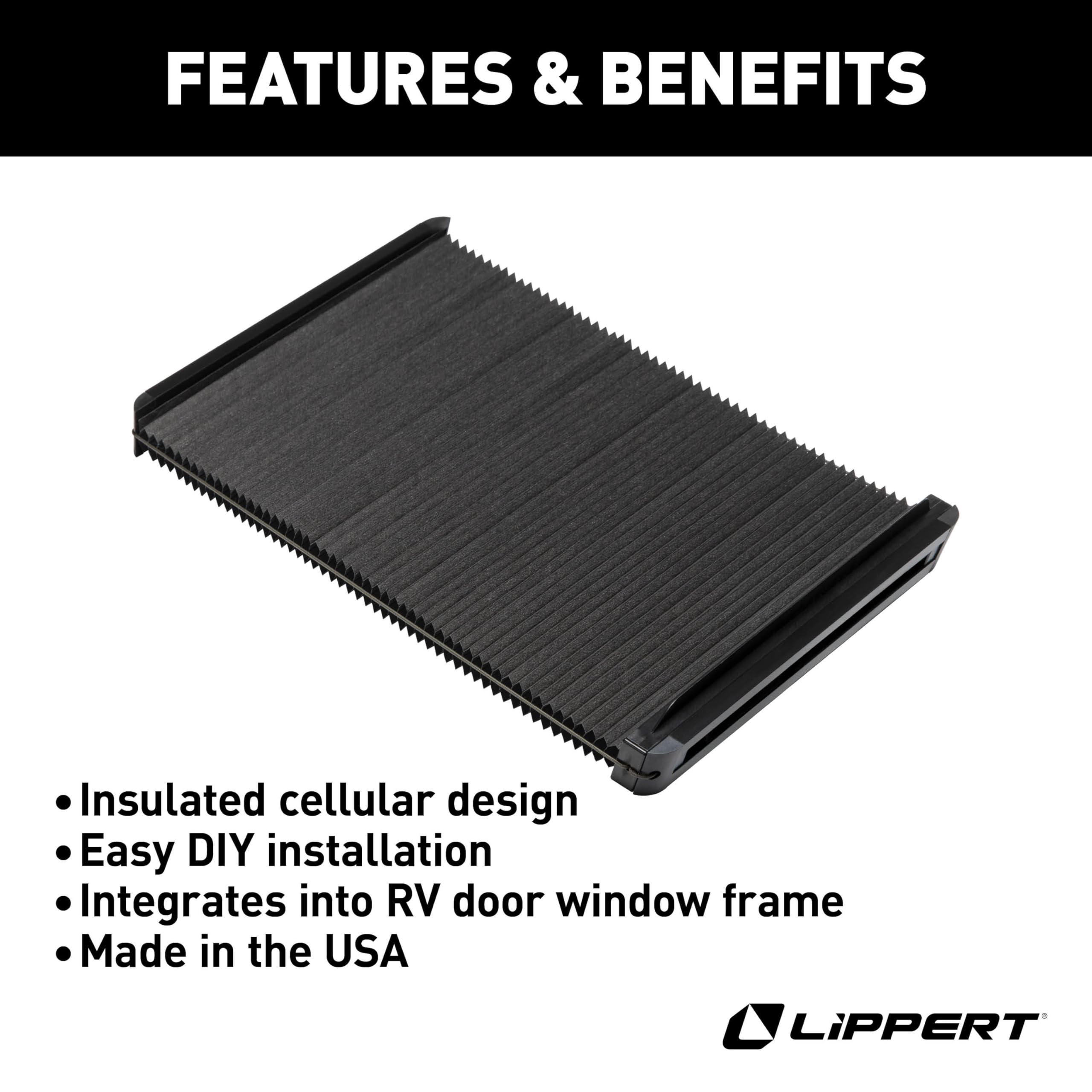 Lippert Thin Shade EcoCell Snap-On RV Window Shade for Prepped Entry Doors with Sun-Blocking Protection, Easy Sliding Operation, Quick Installation - 2025009147