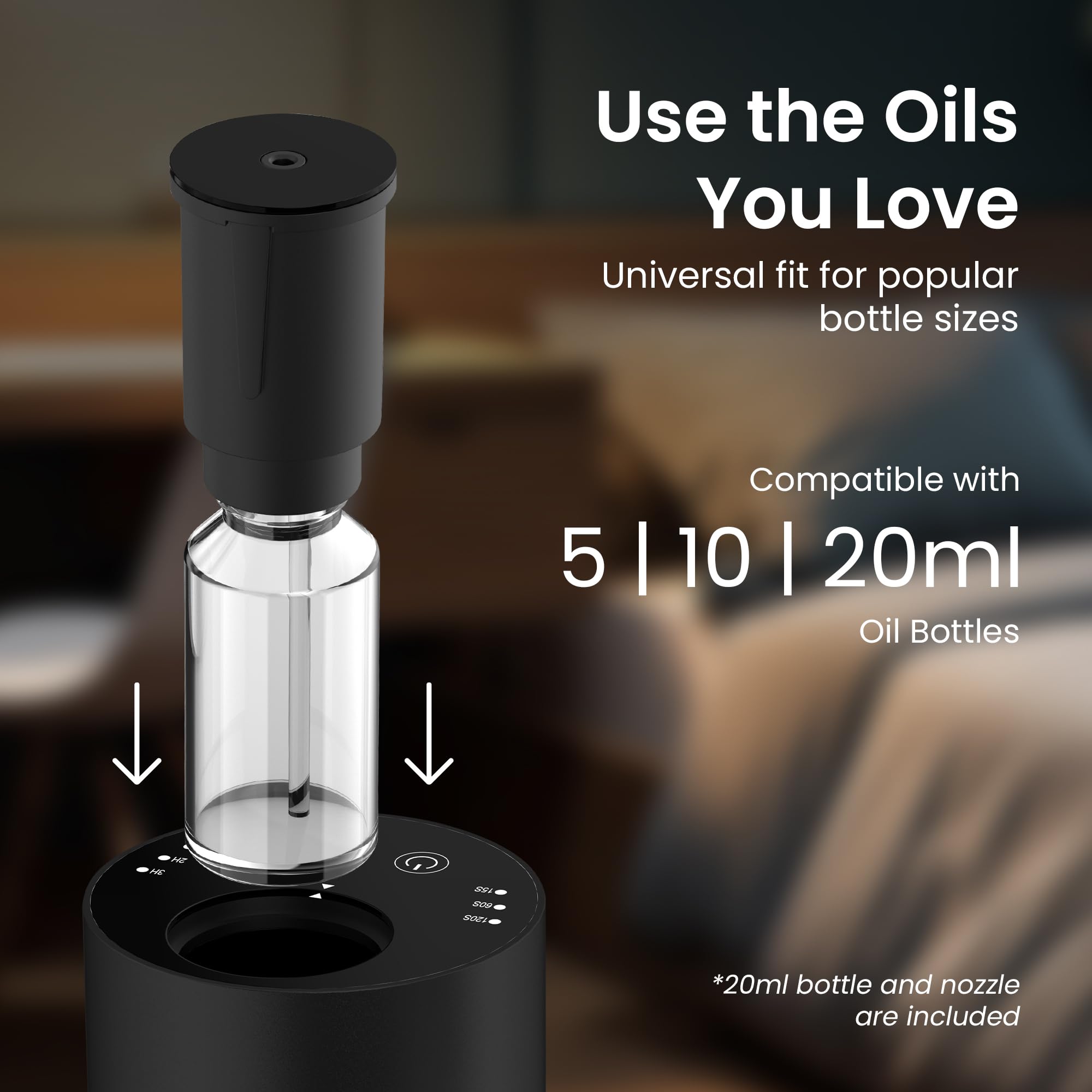 GentleJet LiteMist Waterless Nebulizing Essential Oil Diffuser – Cold Air Aromatherapy, USB-C Cordless 2000mAh Battery, Aluminum Portable for Home Office Car, 20ml
