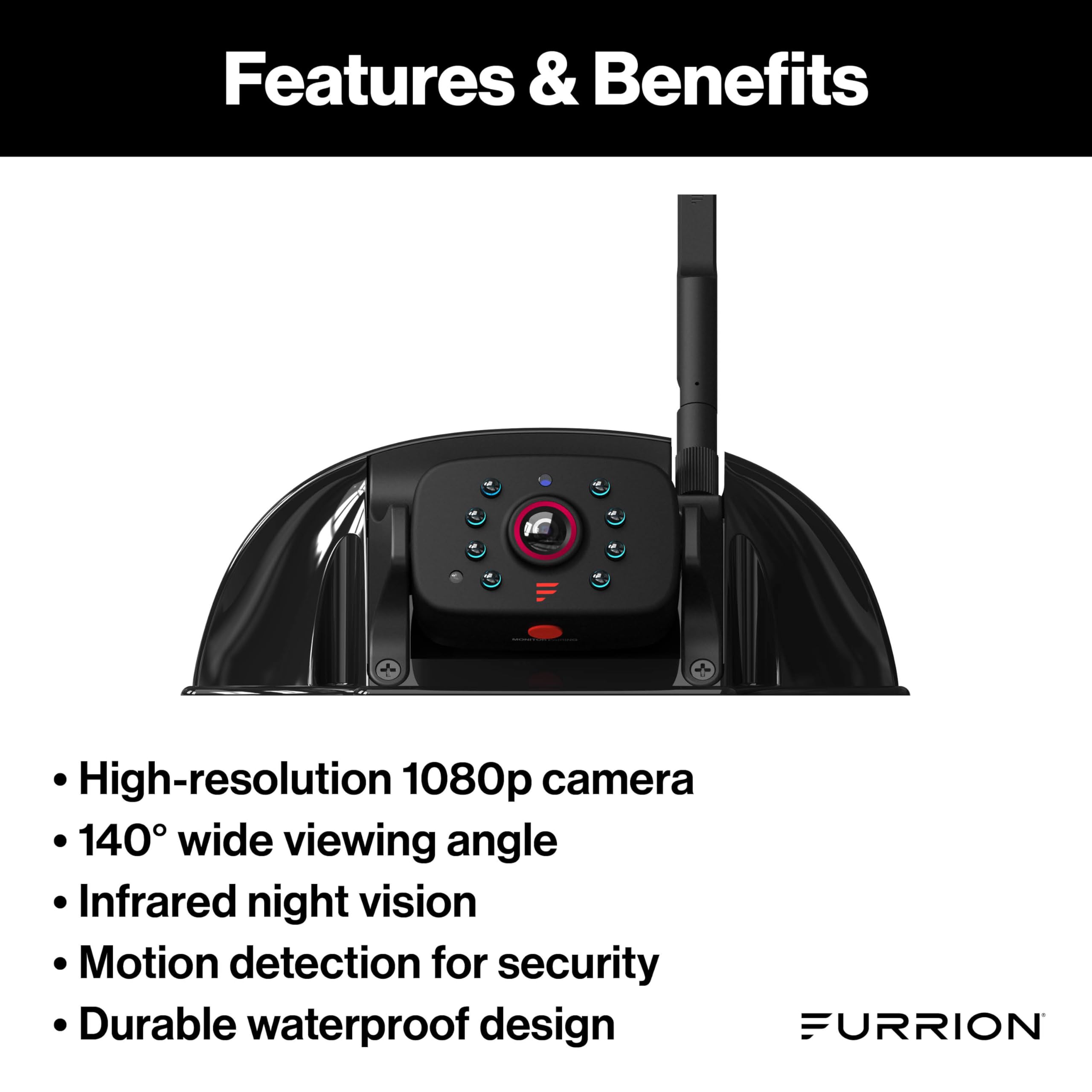 Furrion Vision S+ RV Backup Camera System  Sharkfin Wireless Camera, 1080p HD, 140 Wide-Angle, Infrared Night Vision, Motion Detection, Waterproof, Monitor Not Included  FCNFDTASF