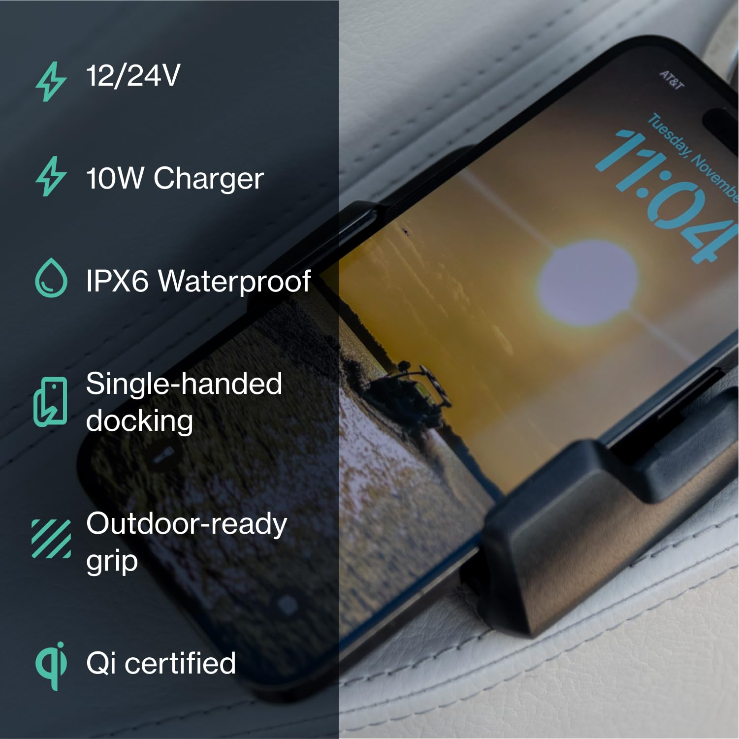 ROKK Wireless - Nano 10W. Waterproof Wireless Compact Phone Charging Mount 12/24V Available Q1 2023