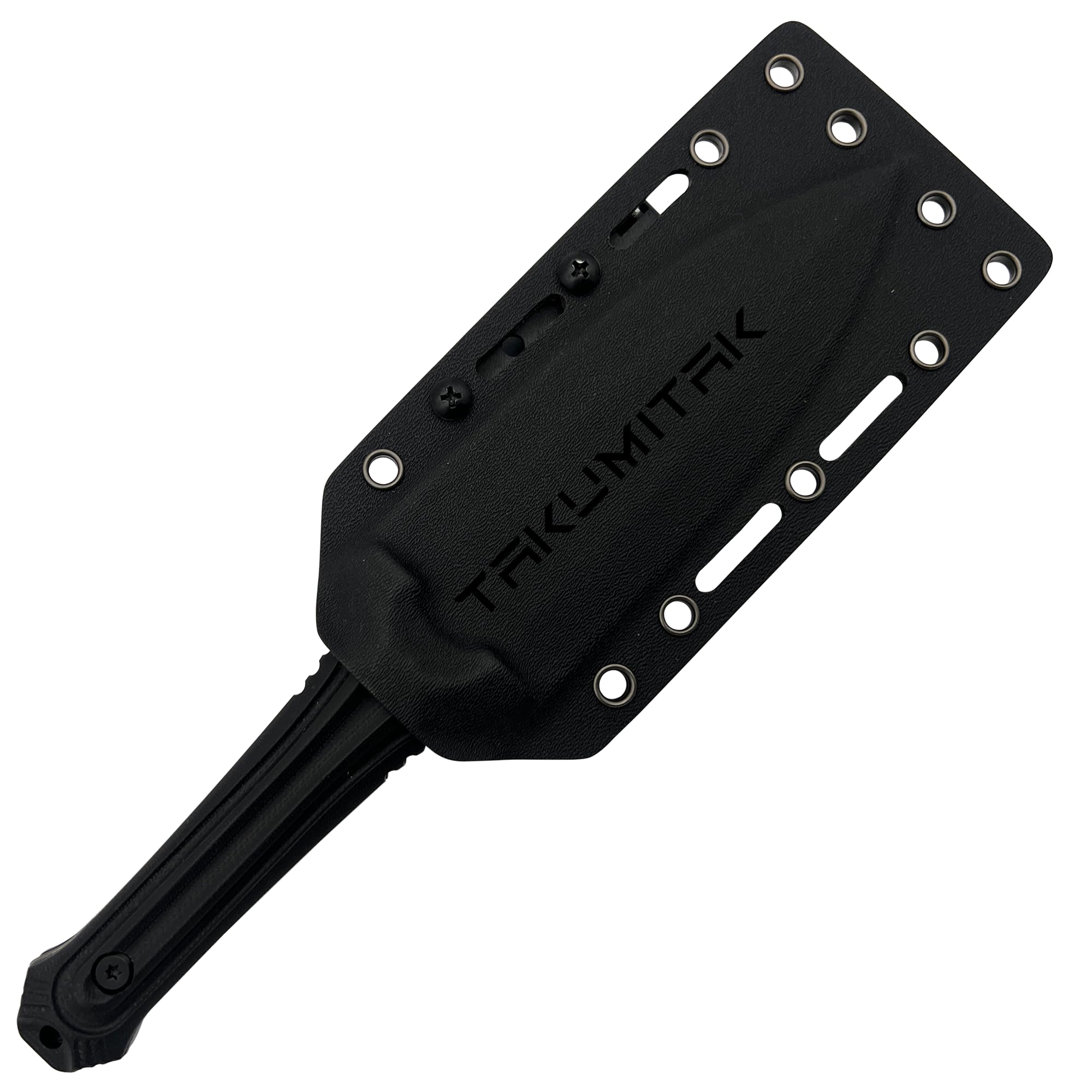 Fixed Blade Hunting Knife D2 Spear Point Blade G10 Handle with Kydex Sheath & Molle Clip for Camping, Hiking and Outdoor Use - TKF203BK Black