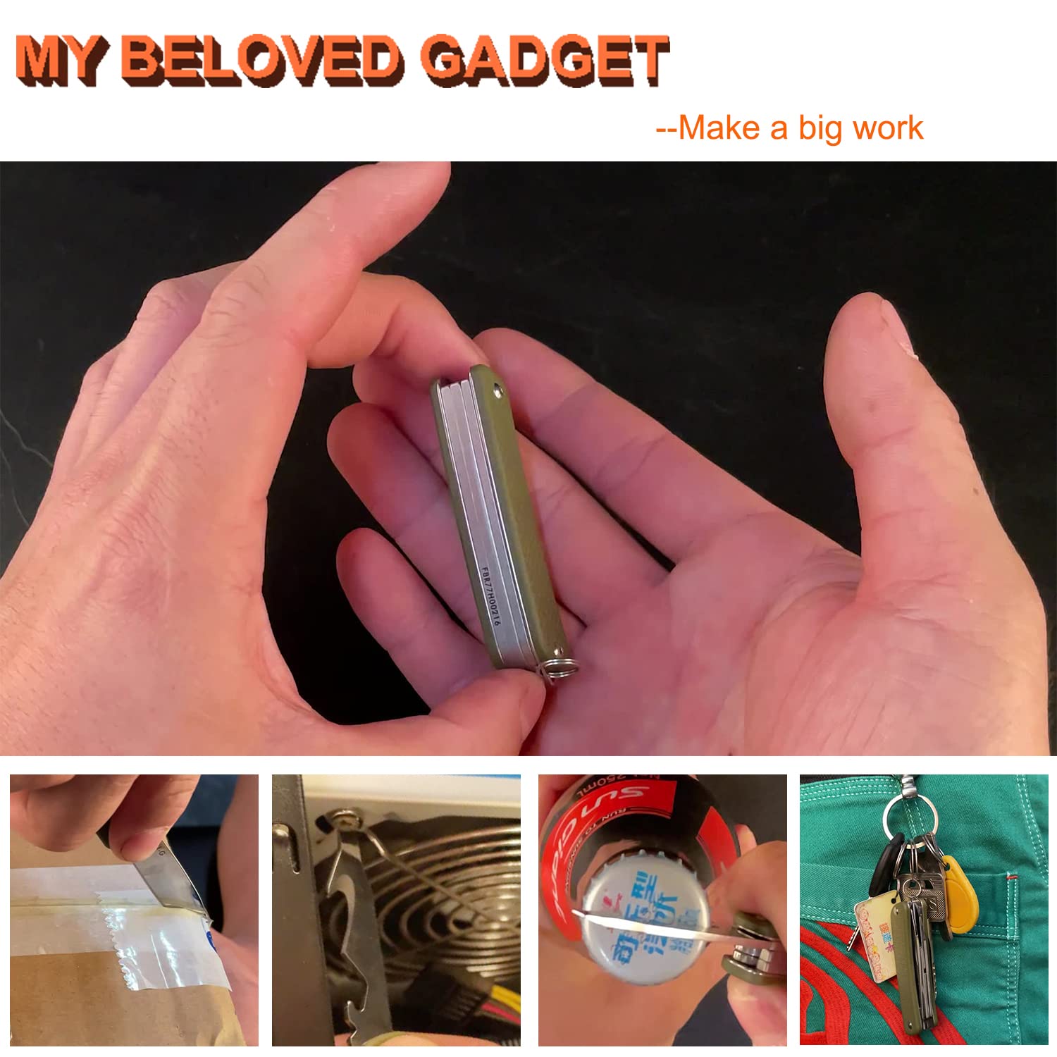 Ruike Small Keychain Knife for Men,Women Gifts,5 in1 Multitool, 12C27 Steel,Mini EDC Tactical Folding Pocket Knives Camping Key Tool,Multifunction,Scissors,Screwdriver,Bottle Opener,Cute Outdoor Gear