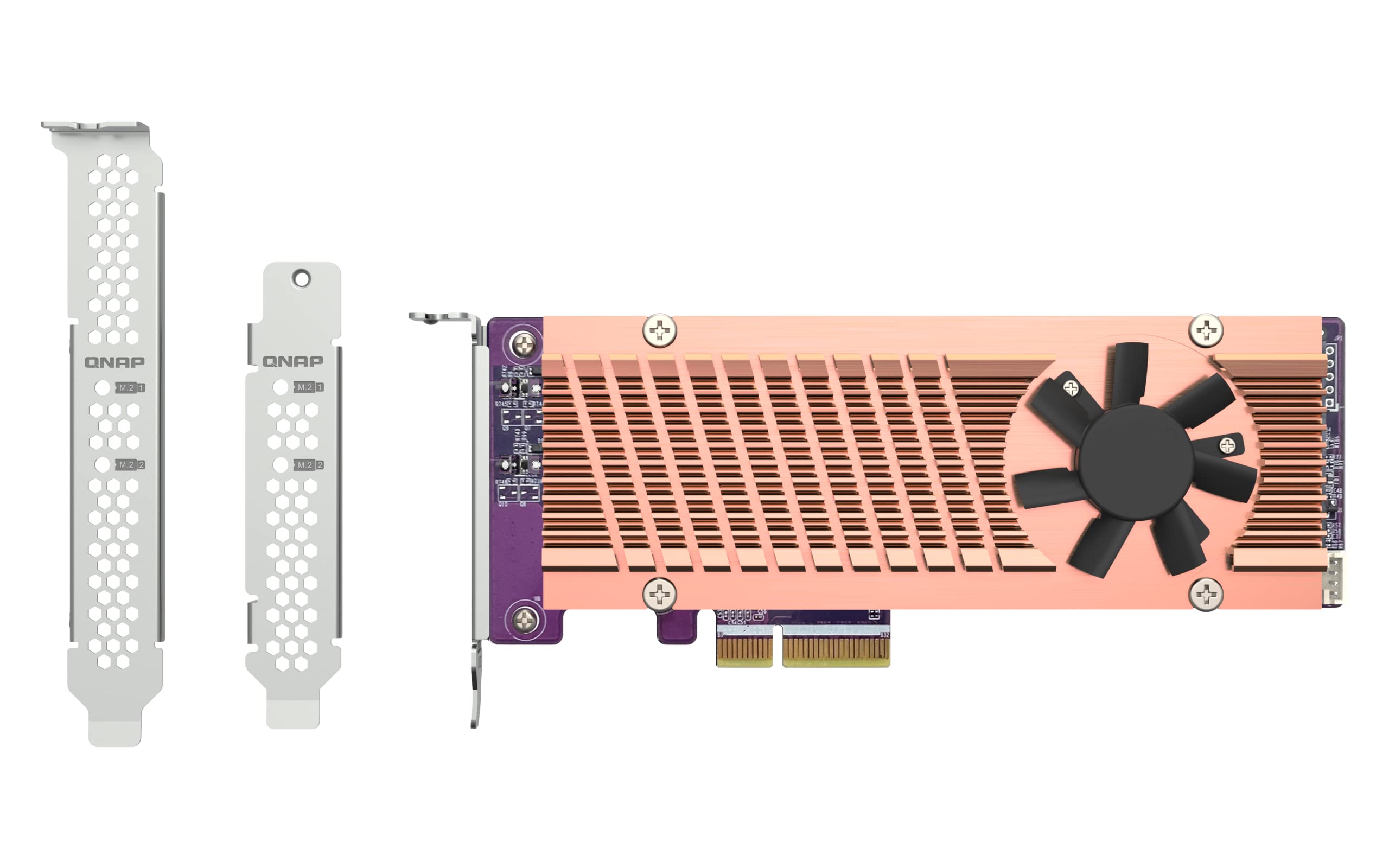 QNAP QM2-2P-344A Dual M.2 PCIe SSD Expansion Card, Supports up to Two M.2 2280/22110 Form Factor M.2 PCIe (Gen3 x4) SSDs, PCIe Gen3 x4 Host Interface, Low-Profile Bracket pre-Loaded, 2 x SSD