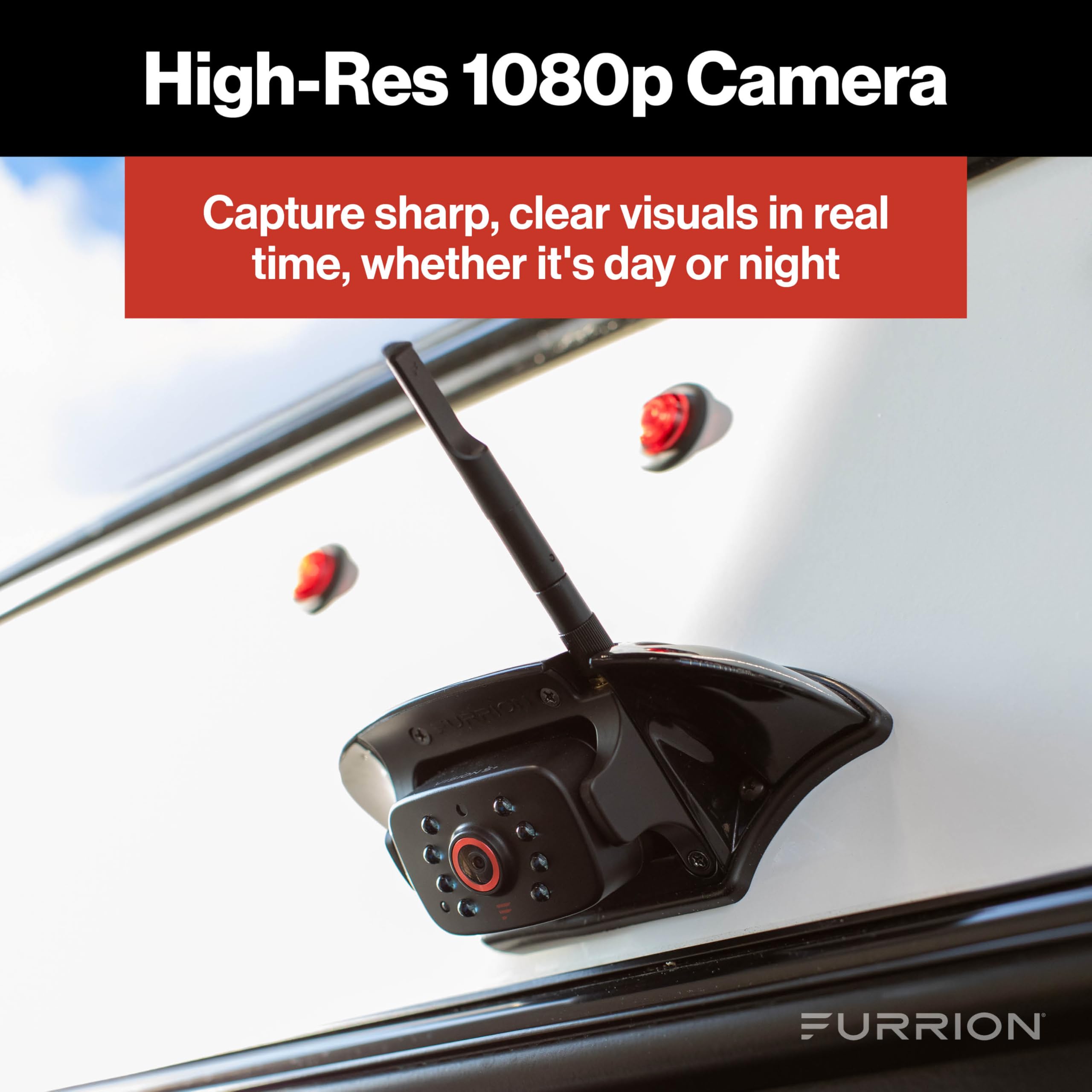 Furrion Vision S+ RV Backup Camera System  Sharkfin Wireless Camera, 1080p HD, 140 Wide-Angle, Infrared Night Vision, Motion Detection, Waterproof, Monitor Not Included  FCNFDTASF