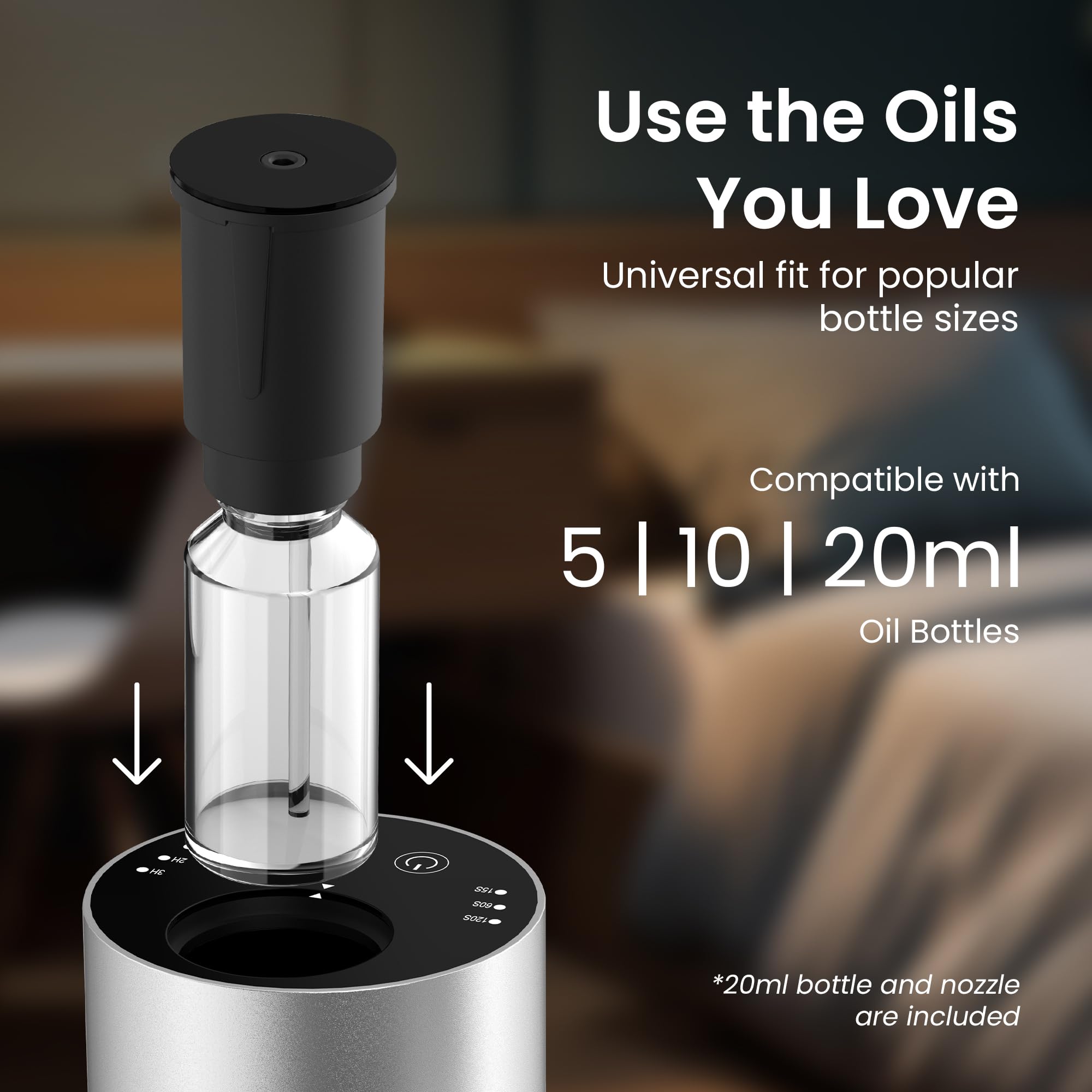GentleJet LiteMist Waterless Nebulizing Essential Oil Diffuser – Cold Air Aromatherapy, USB-C Cordless 2000mAh Battery, Aluminum Portable for Home Office Car, 20ml