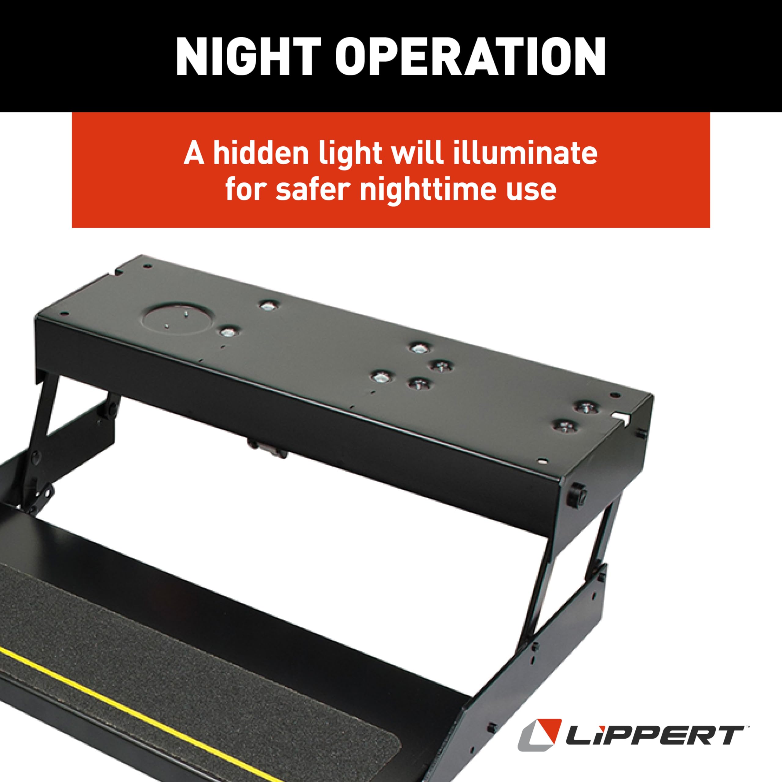 Kwikee 35 Series Single 12V Electric RV Step Assembly, 8.5" Rise, 300 lbs. Heavy-Gauge Steel, Obstruction Sensors, Hidden Light, Anti-Slip Steps, Travel Trailers, 5th Wheels, Campers - 903500906