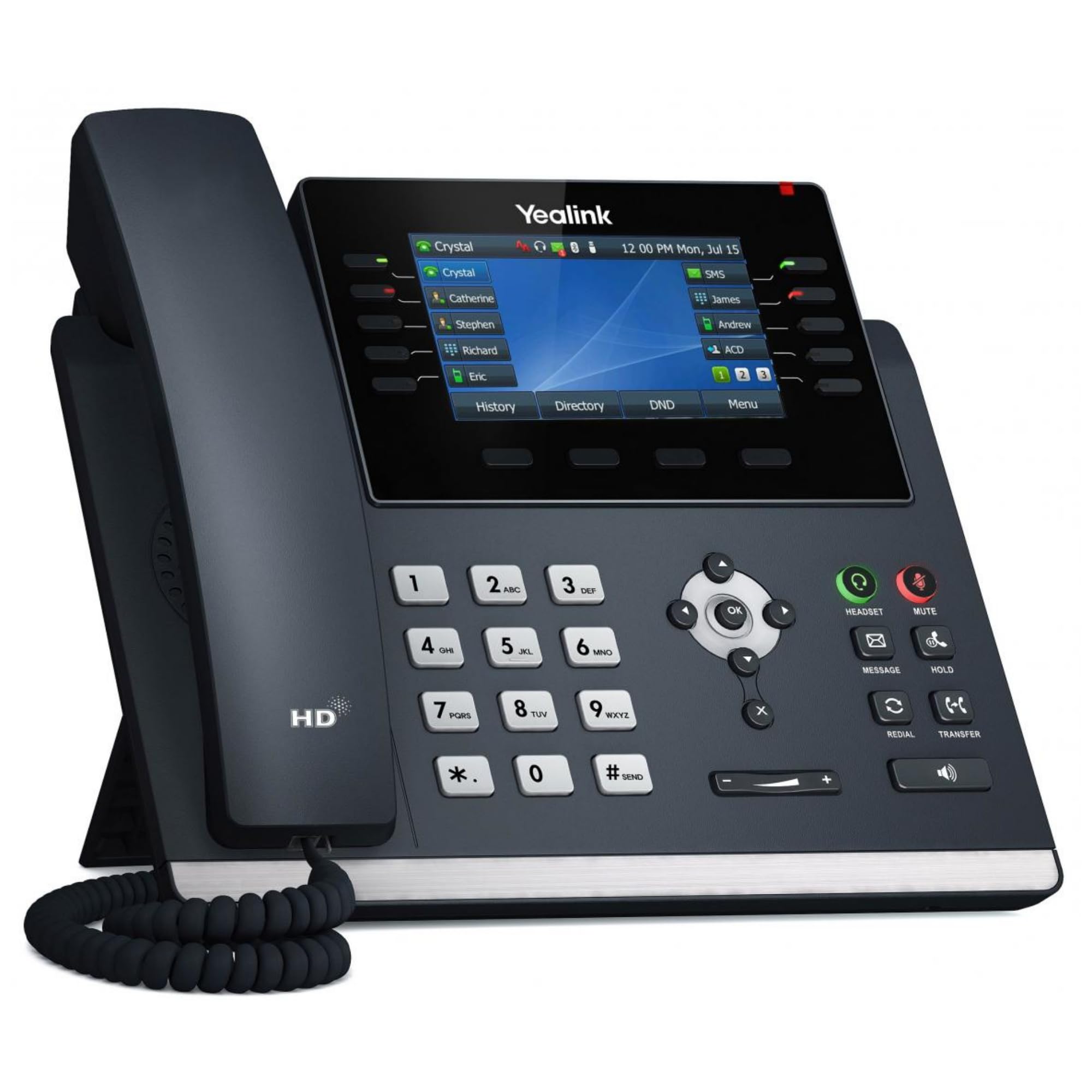 Yealink T46U IP Phone, 16 VoIP Accounts. 4.3-Inch Color Display. Dual USB 2.0, Dual-Port Gigabit Ethernet, 802.3af PoE, Power Adapter Not Included (SIP-T46U)
