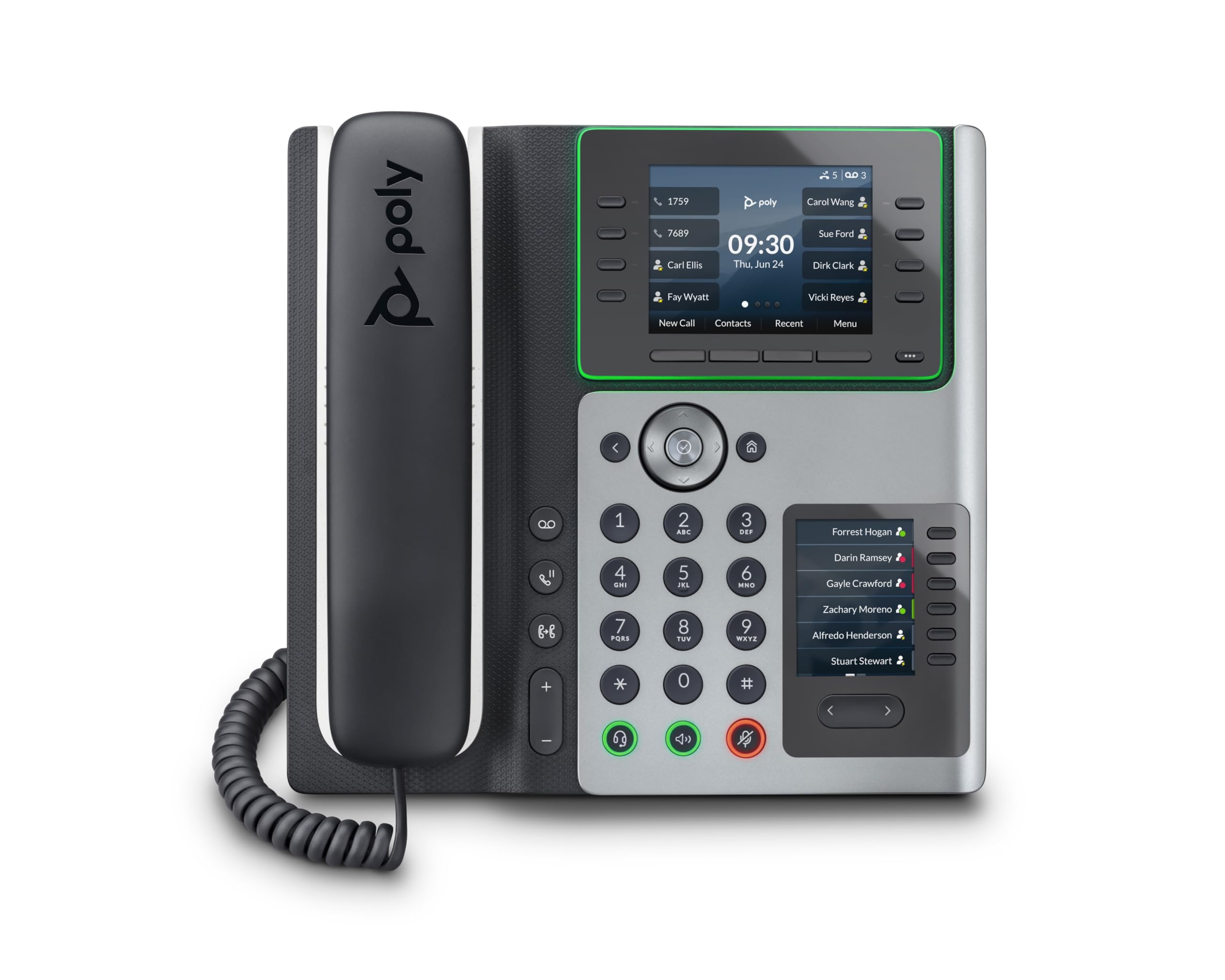 Poly Edge E450 IP Phone - Corded - Corded/Cordless - Bluetooth, NFC, Wi-Fi - 3 Multiple Conferencing - Desktop, Wall Mountable - White, Midnight Blue - VoIP - 3.5" LCD - IEEE 802.11a/b/g/n/ac - 2 x Ne