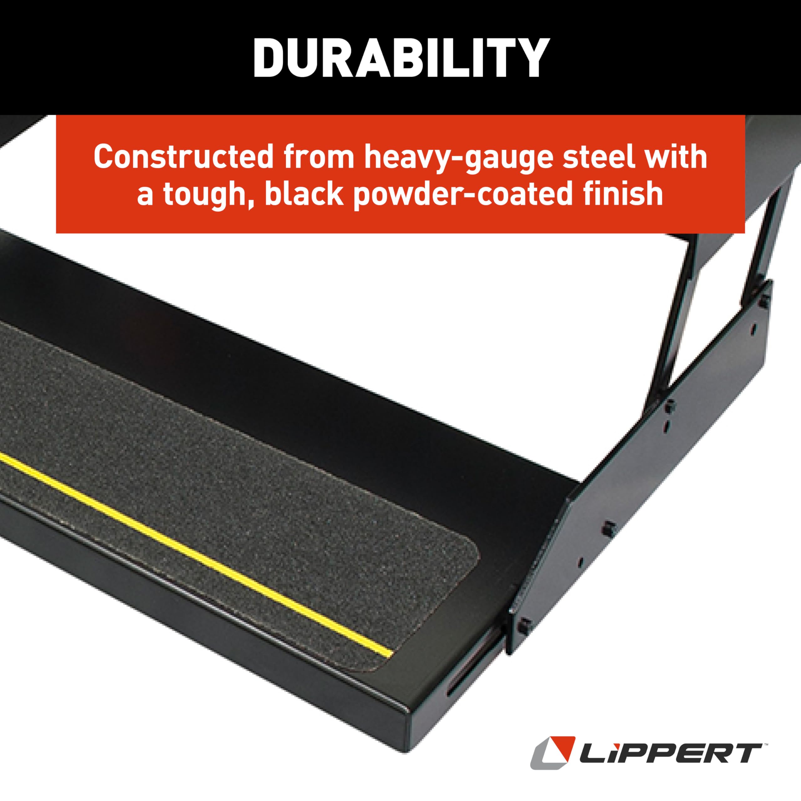Kwikee 35 Series Single 12V Electric RV Step Assembly, 8.5" Rise, 300 lbs. Heavy-Gauge Steel, Obstruction Sensors, Hidden Light, Anti-Slip Steps, Travel Trailers, 5th Wheels, Campers - 903500906