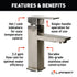 Lippert Flow Max Square Bathroom Faucet with 304-Grade Stainless Steel Construction, Single-Handle Operation, Single-Hole Installation, 2.2 GPM Flow Rate for RVs and Residential Spaces - 2024025311