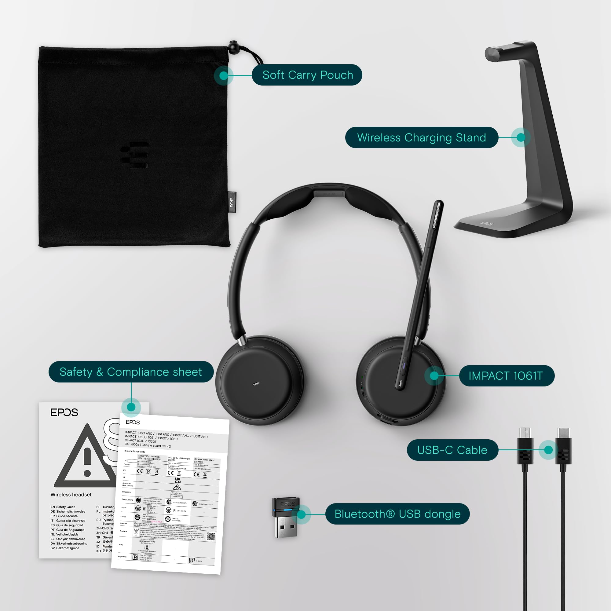 EPOS Impact 1061T - Enhanced Open Office Headset with Hybrid ANC, EPOS AI Microphone, and Multipoint Connectivity