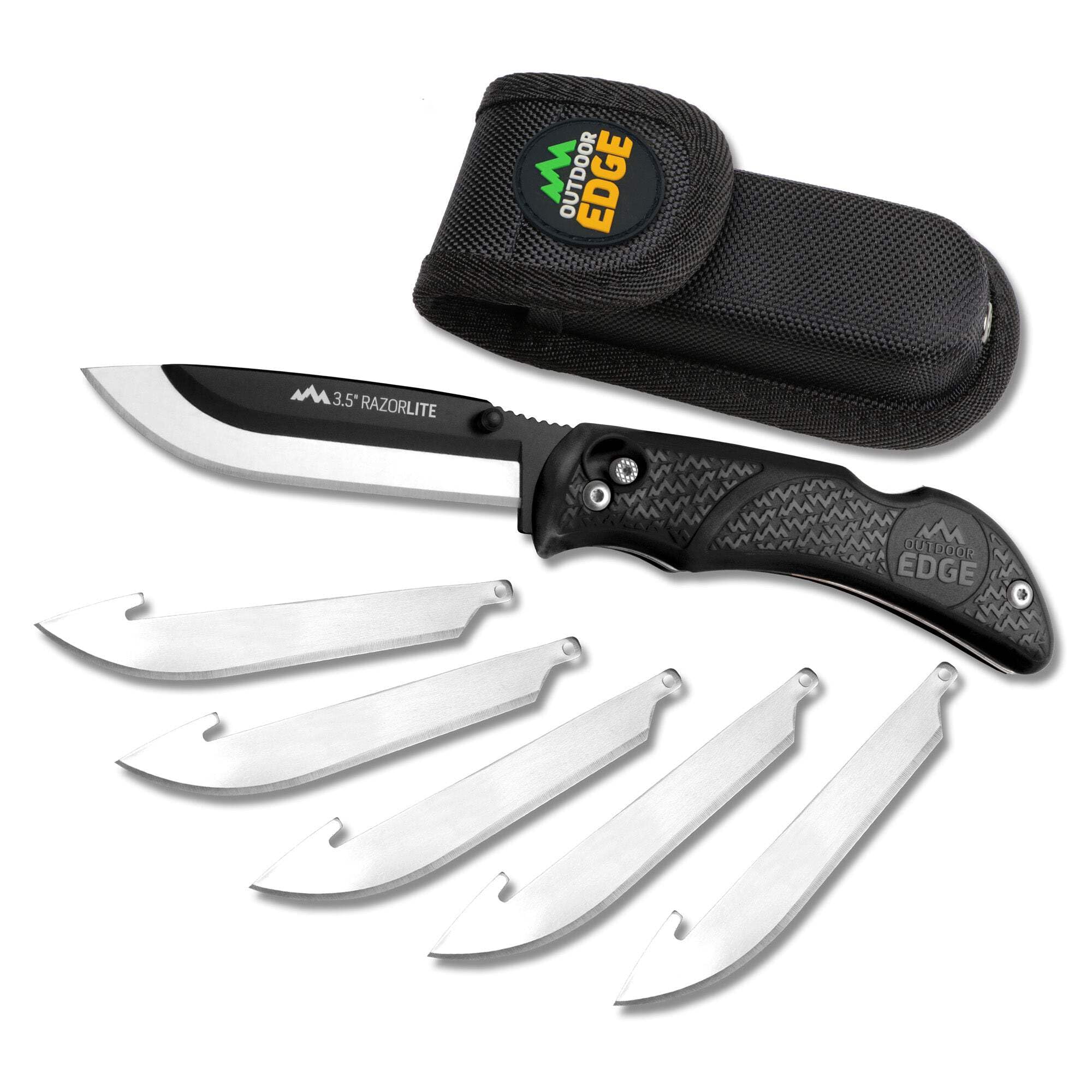 Outdoor Edge Razor-Lite Folding Knife, (6 Blades, Clam), Black