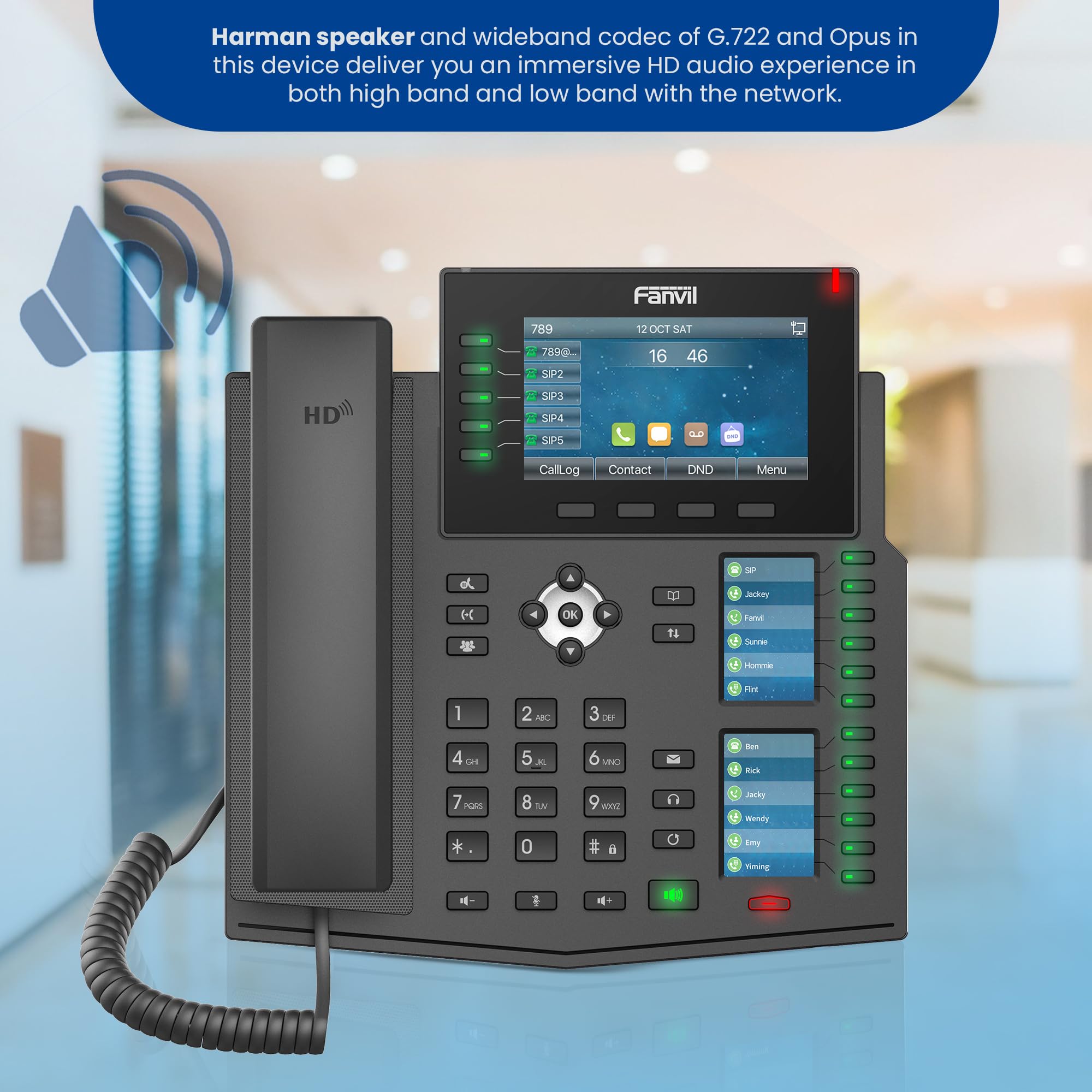 Fanvil X6U Color Display IPV4 & IPV6, POE & Gigabit Ethernet