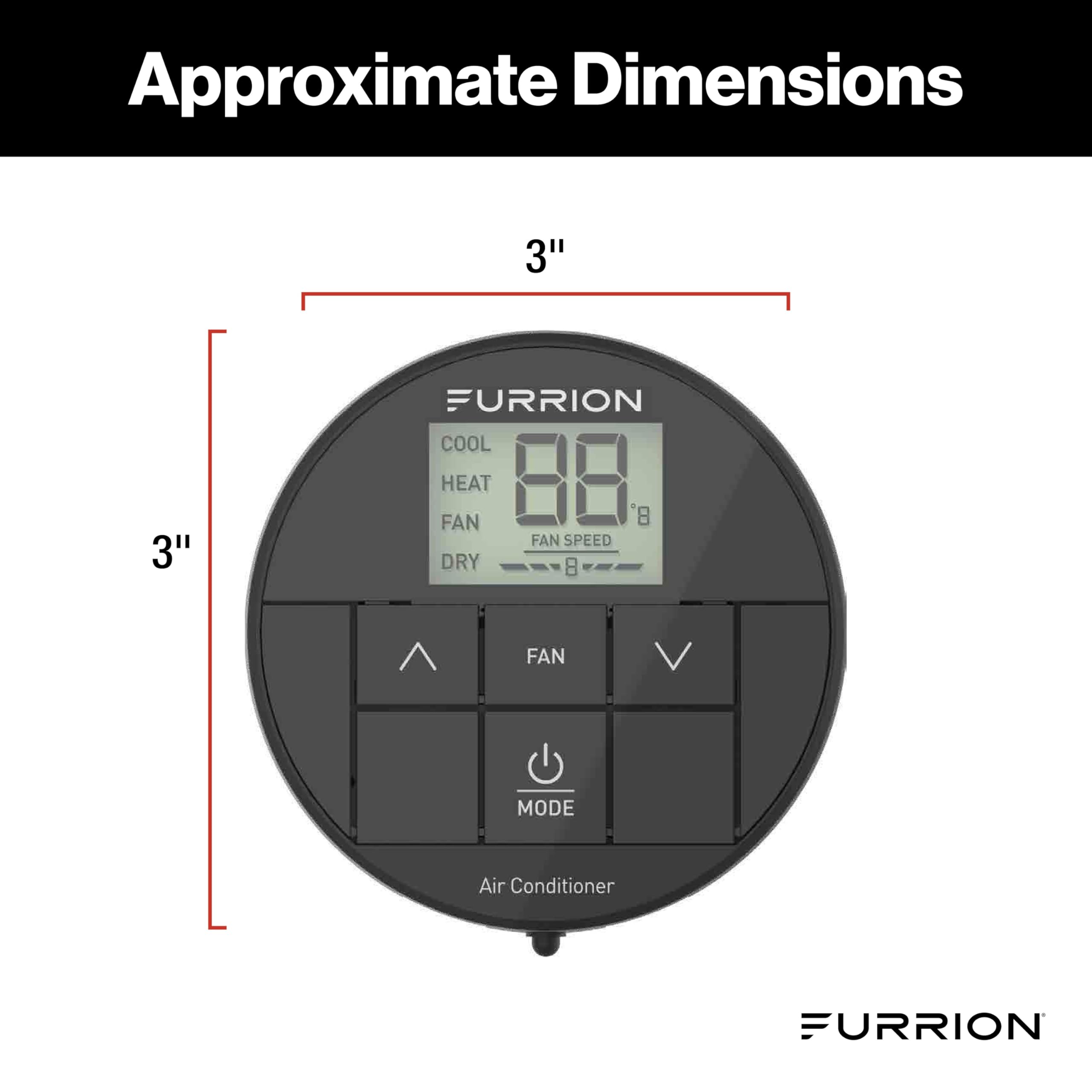Furrion Chill HE RV Thermostat Single Zone Wall Control, Backlit LCD, Heat Cool Fan Dry Modes, 2 Fan Speeds Auto Fan, 12V, Compatible with Furrion Chill HE Systems - FACW10ESSA-BL