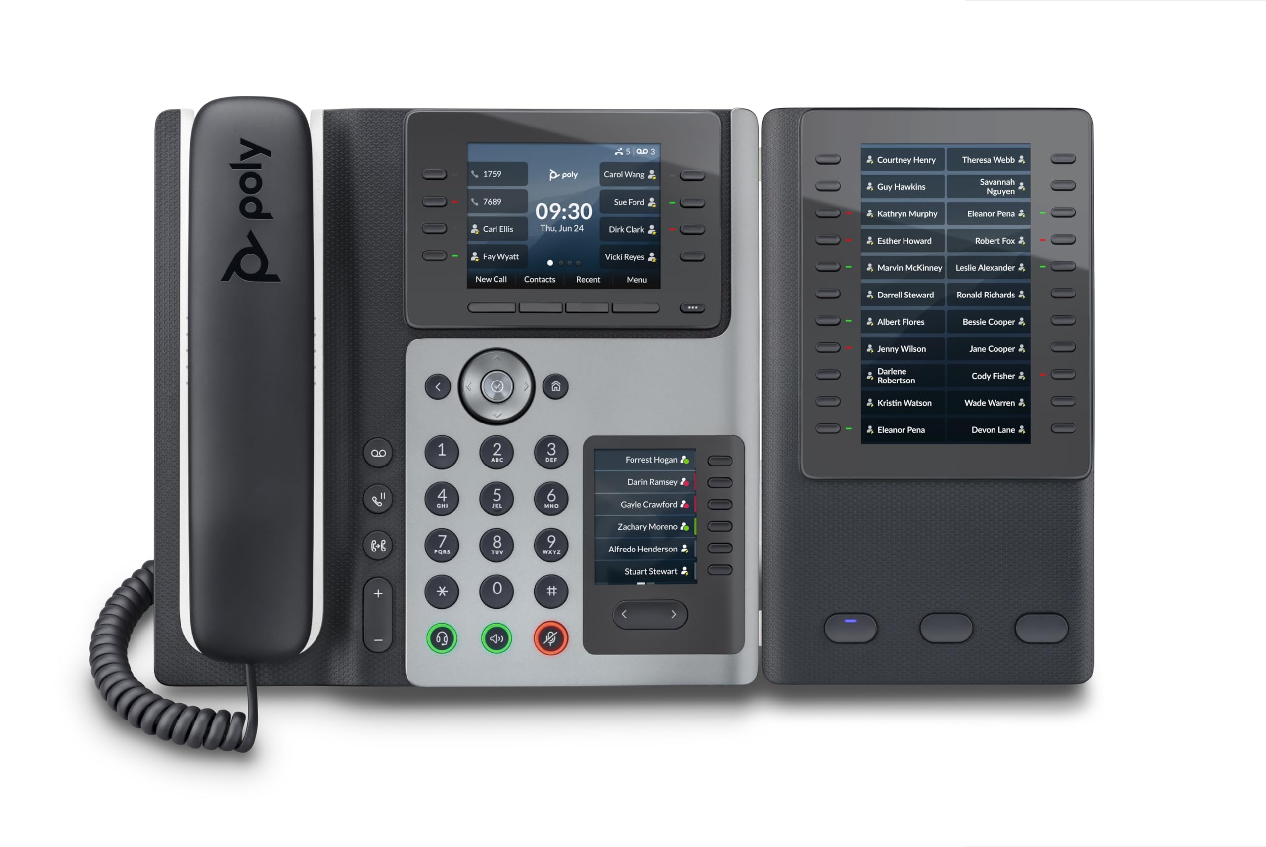 Poly Edge E450 IP Phone - Corded - Corded/Cordless - Bluetooth, NFC, Wi-Fi - 3 Multiple Conferencing - Desktop, Wall Mountable - White, Midnight Blue - VoIP - 3.5" LCD - IEEE 802.11a/b/g/n/ac - 2 x Ne