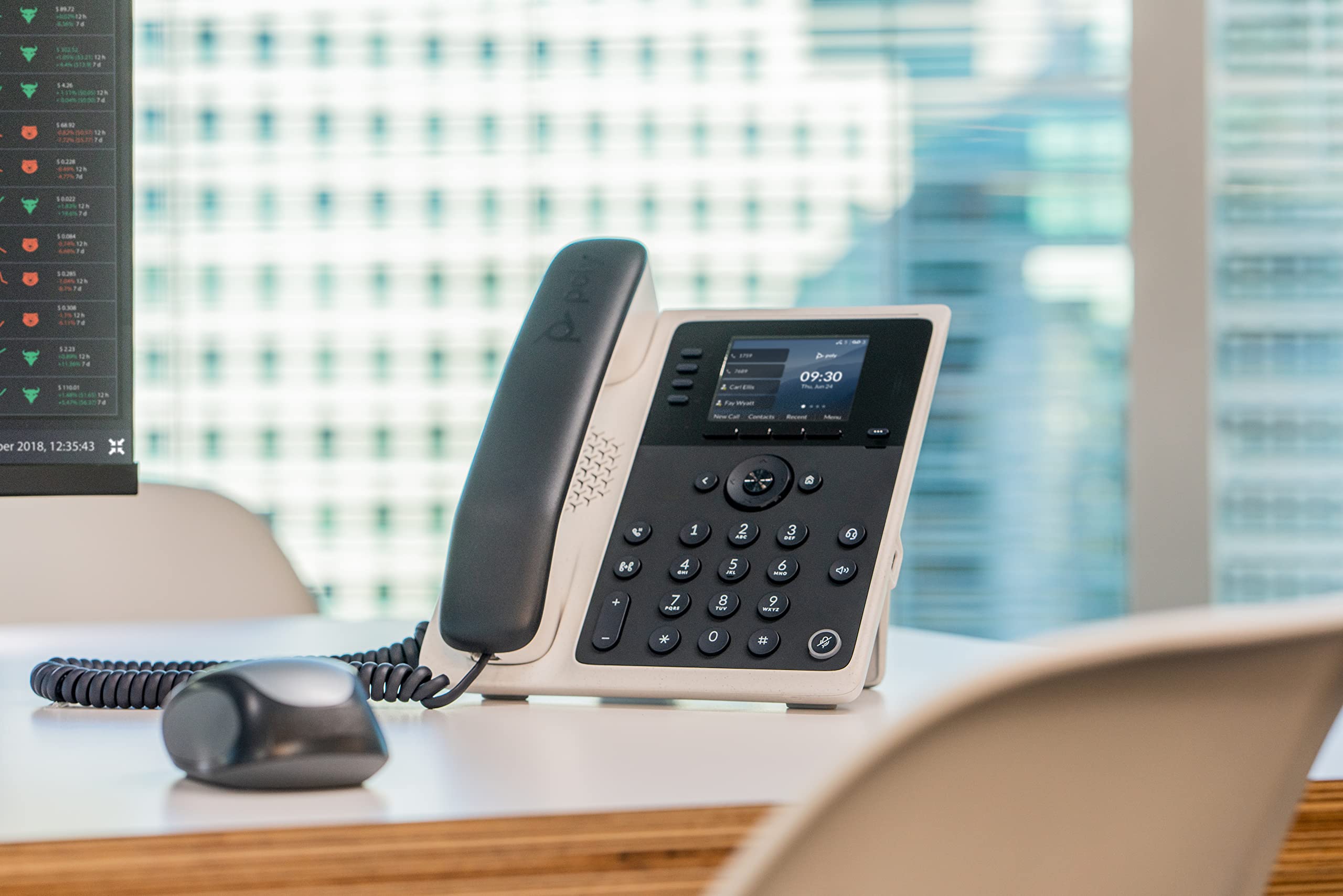 Plantronics Poly Edge E220 IP Desk Phone (Plantronics + Polycom)  Designed for use in Common Areas  4-Line Keys Supporting up to 16 Lines - Integrated Bluetooth for Mobile Phone and Headset Pairing