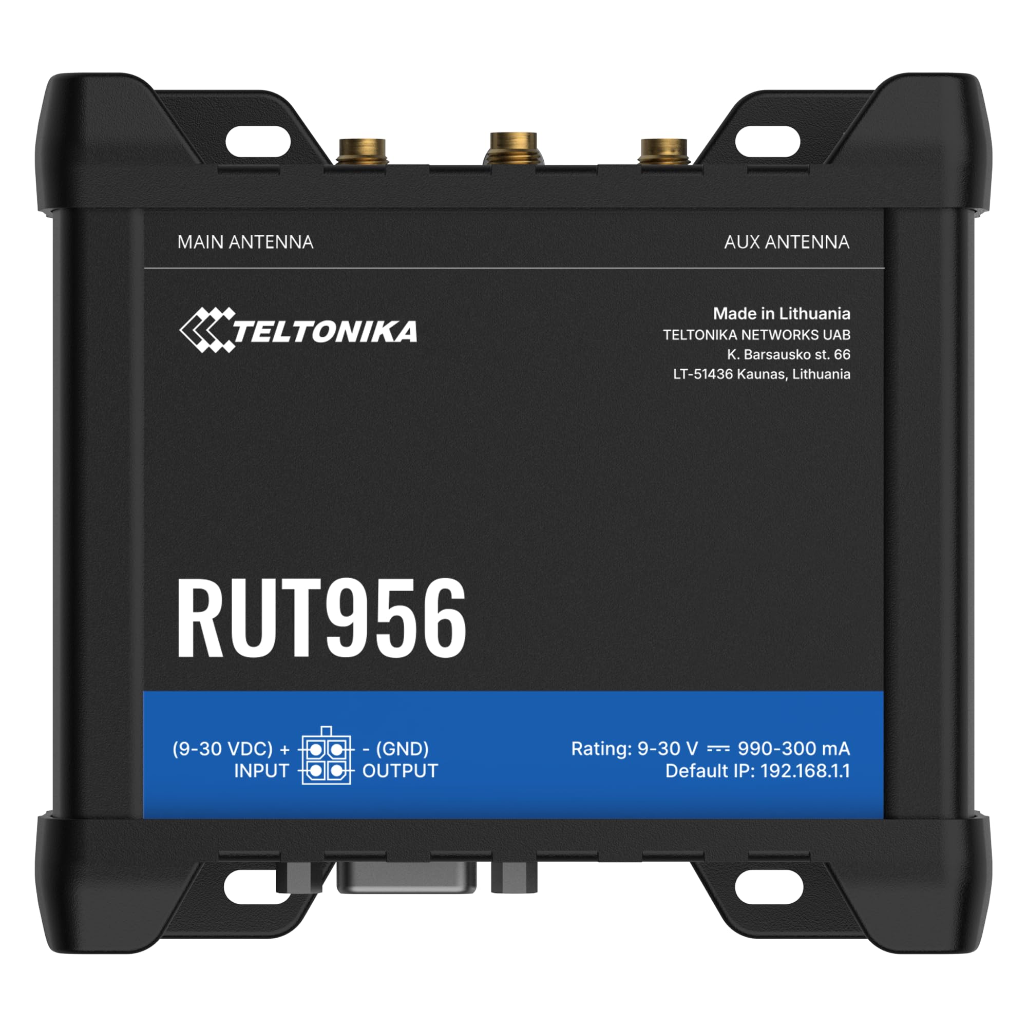 Teltonika RUT956 RUT956A00A00 Industrial 4G LTE Cellular Router, Dual SIM Router with Wi-Fi, Ethernet, RS232 & RS485, GNSS, 3G/4G Connectivity, Remote Management & VPN, North America Version