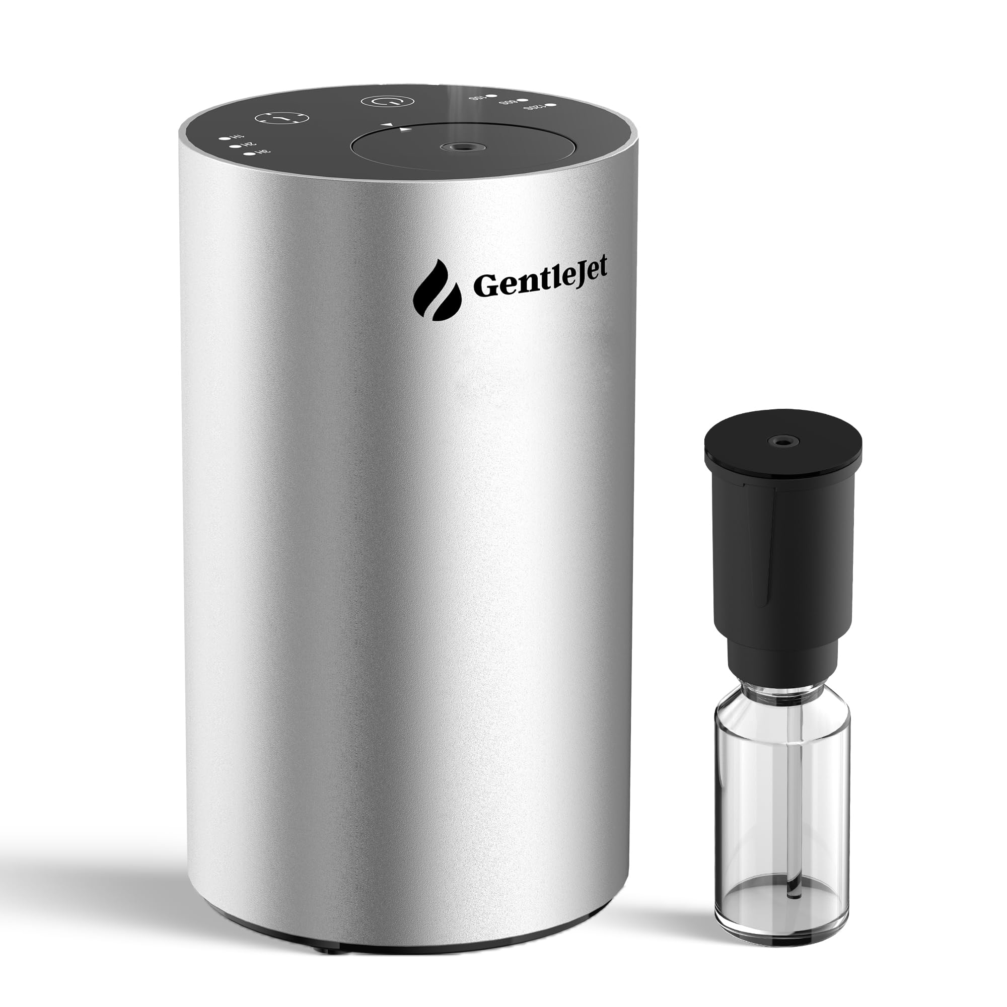 GentleJet LiteMist Waterless Nebulizing Essential Oil Diffuser – Cold Air Aromatherapy, USB-C Cordless 2000mAh Battery, Aluminum Portable for Home Office Car, 20ml