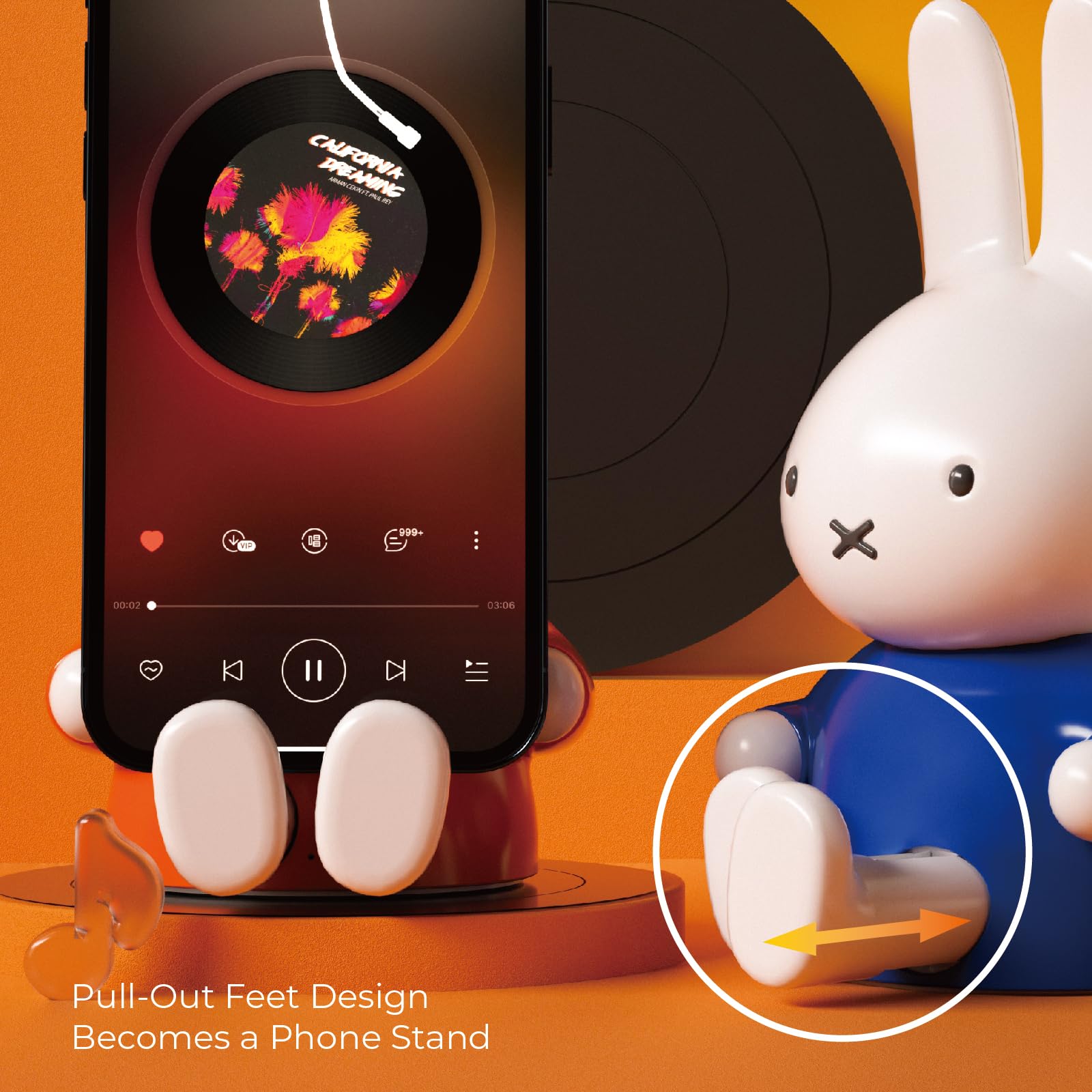 Miffy Portable Bluetooth Speakers, Cute Portable Wireless Speakers with Loud Stereo Sound, Built-in Mic, TF-Card Slot, Dual Pairing,40H Playtime for Room, Desk Decor, for her (Orange)