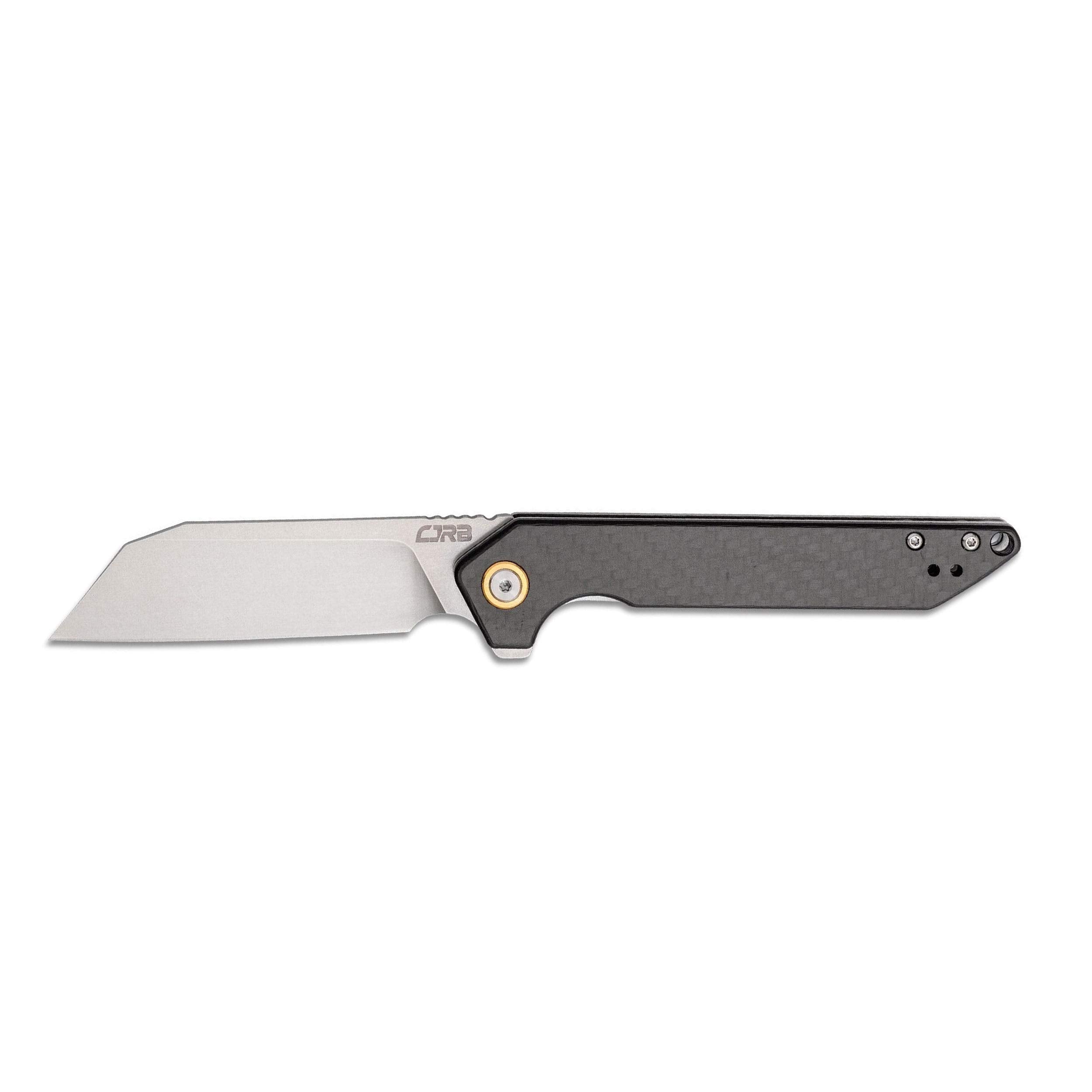 CJRB Rampart Folding Pocket Knife with Clip, Liner Lock, 3.5 Inch Drop Point Blade, Carbon Fiber Handle