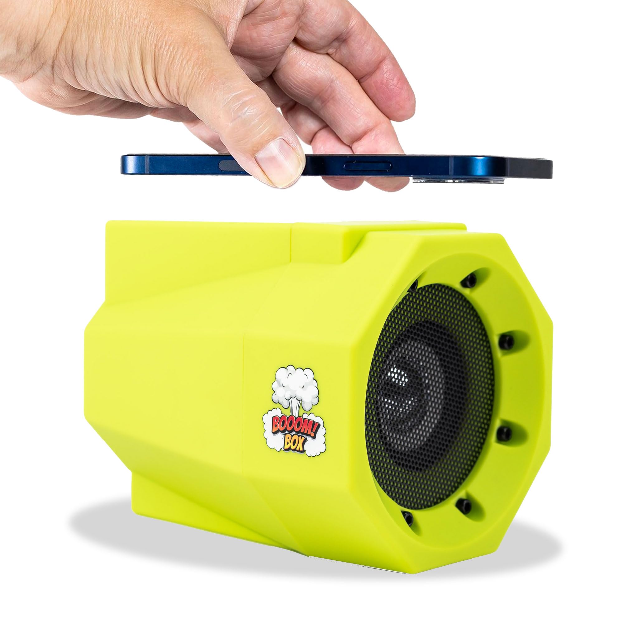Mad Man Phone Volume Amplifier Sound Booster - No Bluetooth or Cables, Set Smartphone on Speaker to Amplify Audio, Universally Compatible, Works with Speakerphone, Perfect for Seniors (Lime)