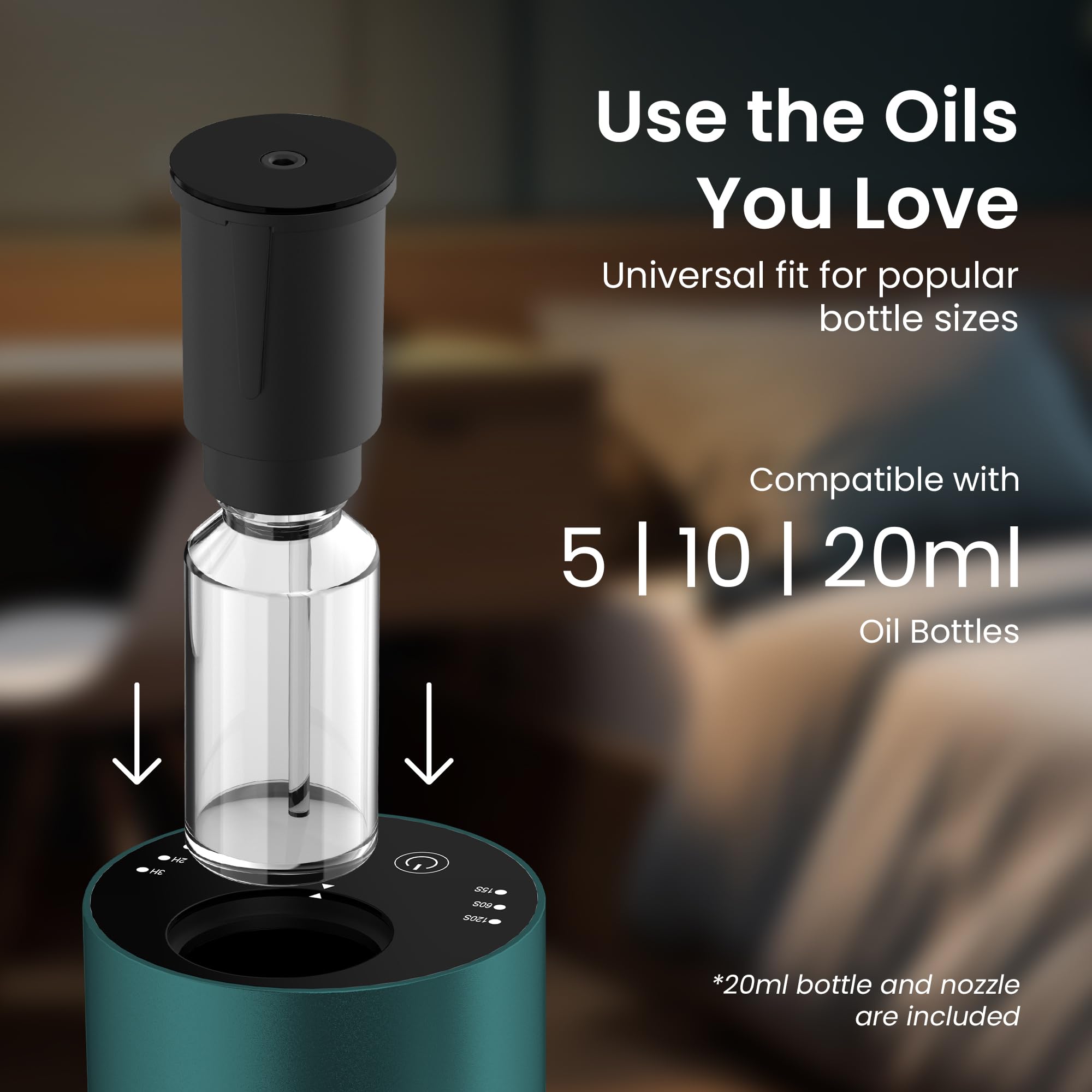 GentleJet LiteMist Waterless Nebulizing Essential Oil Diffuser – Cold Air Aromatherapy, USB-C Cordless 2000mAh Battery, Aluminum Portable for Home Office Car, 20ml