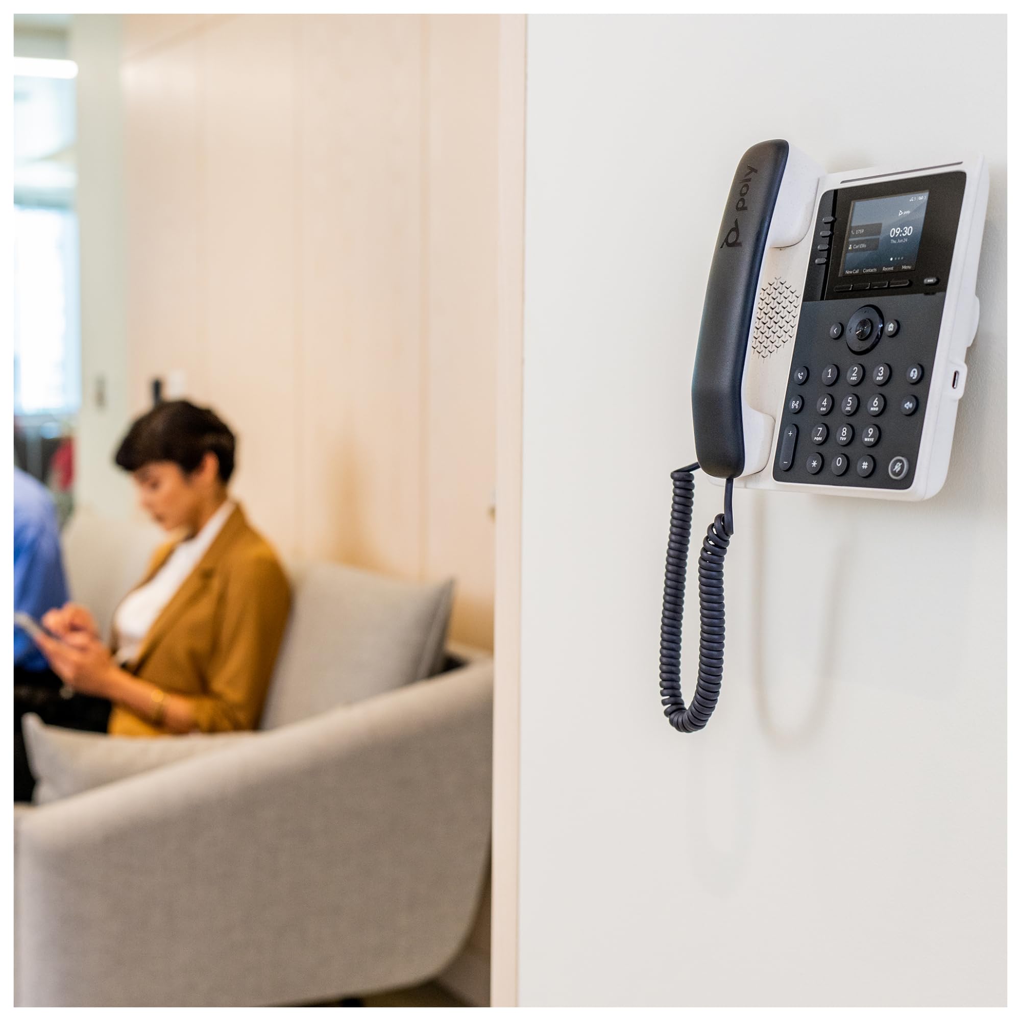 Poly Edge E100 IP Phone - Corded - Corded - Desktop, Wall Mountable