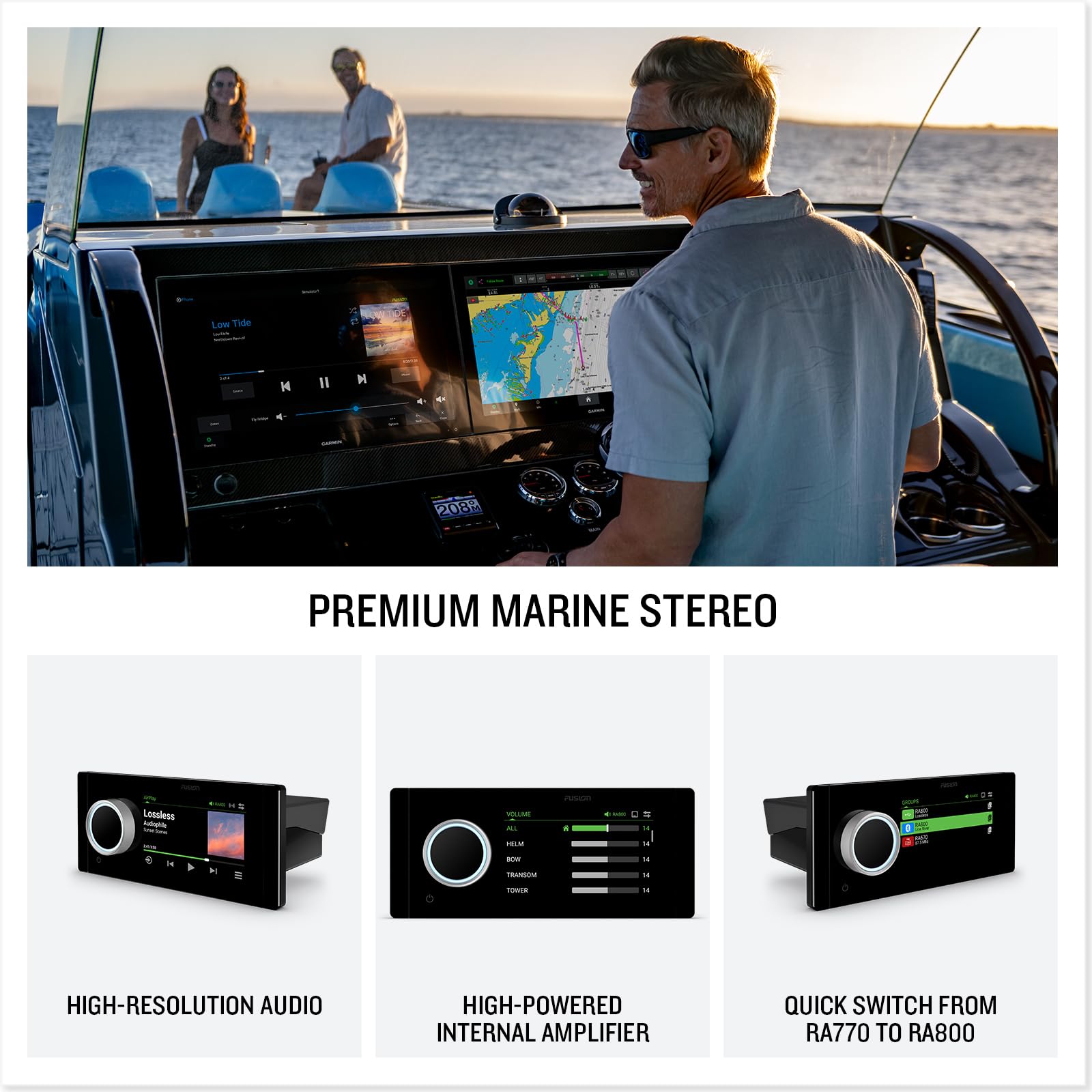 Garmin Fusion Apollo MS-RA800 Marine Stereo, Premium Touchscreen Stereo with Built-in Wi-Fi Connectivity