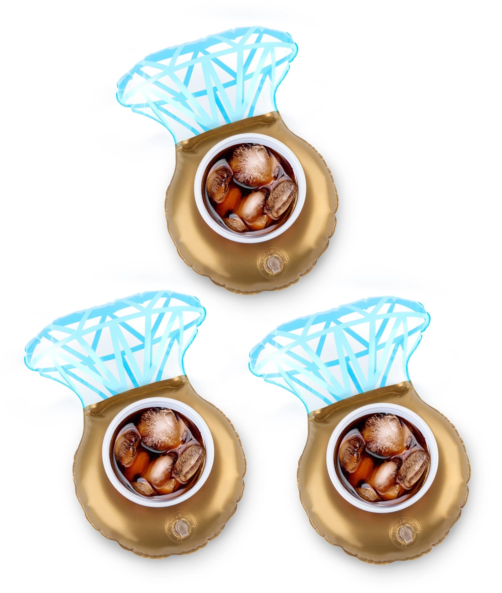 Bling Ring Beverage Float, Floating Cup Holders for Bachelorette Pool Party Supplies & Decor, Holds 3 Drinks