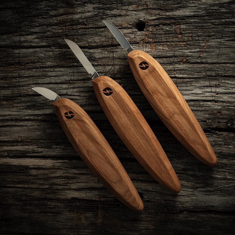 FLEXCUT Pro Series Wood Carving Tools, 3-Pack Kit with 1" Chip, 1-3/8" Detail, 1-5/8" Carving, Ergonomic Knife Handles (FP200)