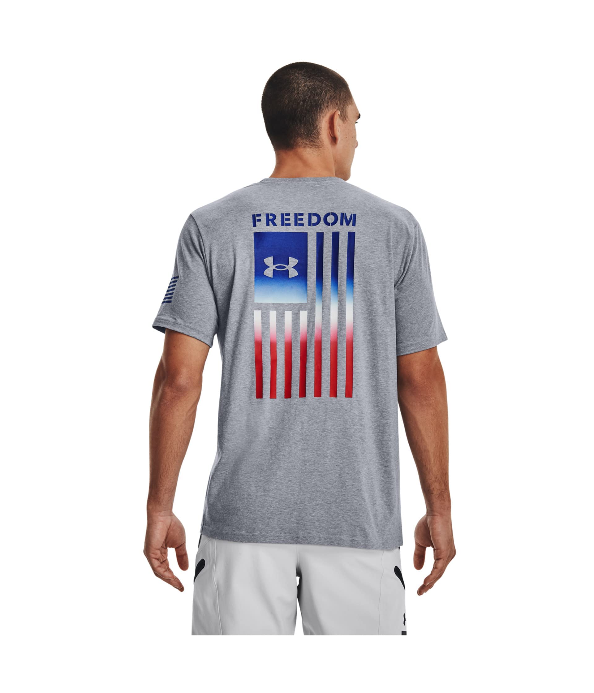 Under Armour Men's Freedom Graphic Short Sleeve T-ShirtDISC, (035) Steel Light Heather / / Royal, Small