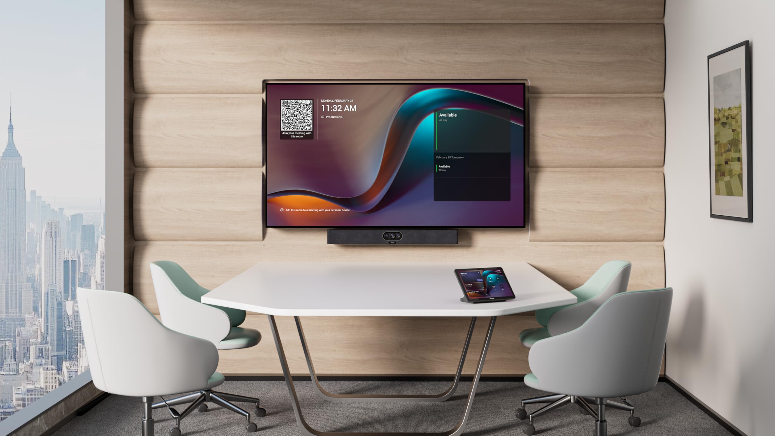 MeetingBar A25-031 - All-in-One 4K Video Conferencing Solution for Small Rooms with Triple 4K Cameras, 151° FOV, 8 Microphone Array, CTP25 Touch Panel, Compatible with Microsoft Teams and Zoom