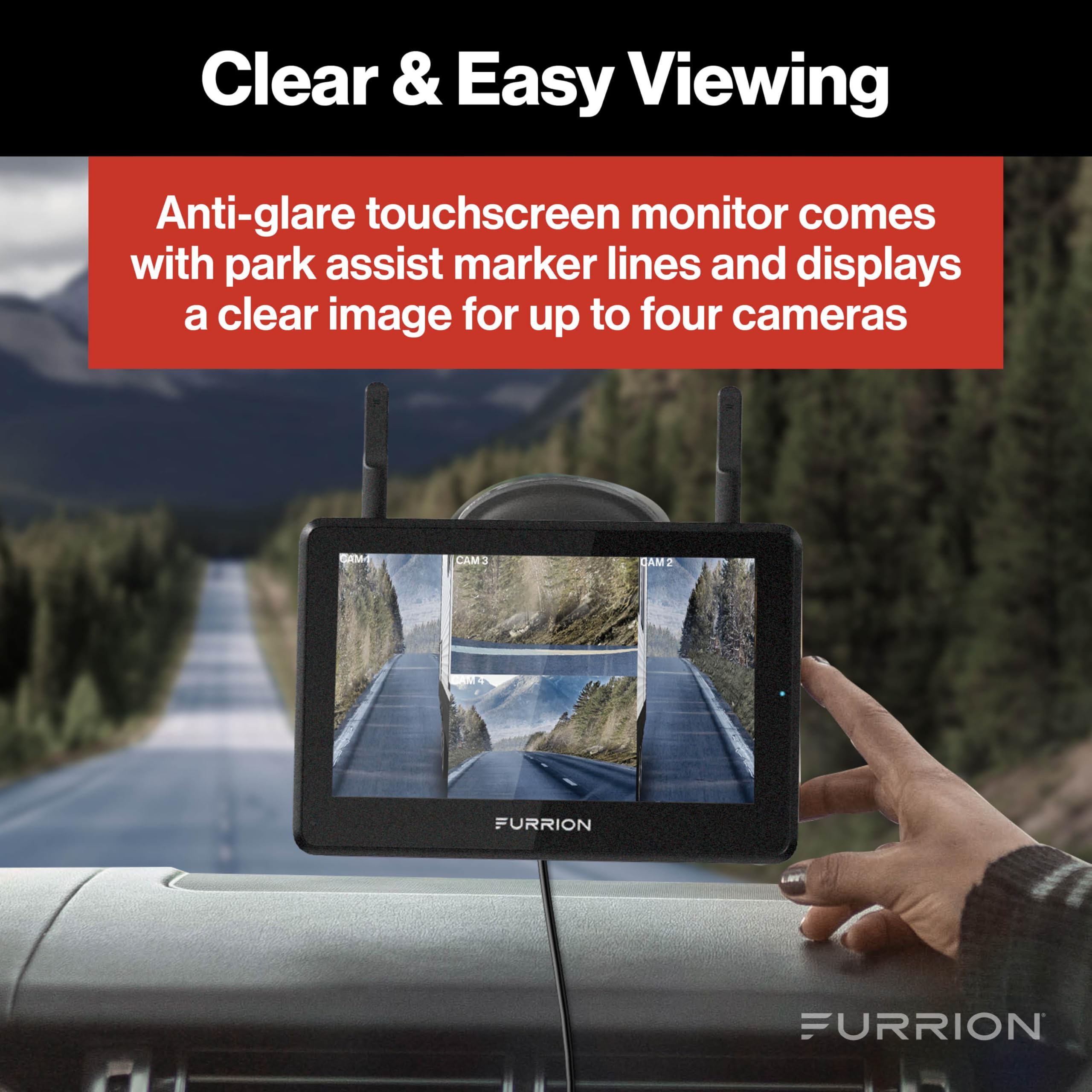 Furrion 2021124370 Vision S+ RV Backup Camera System - 5" Monitor, Rear Sharkfin Camera #FOS5HTASF