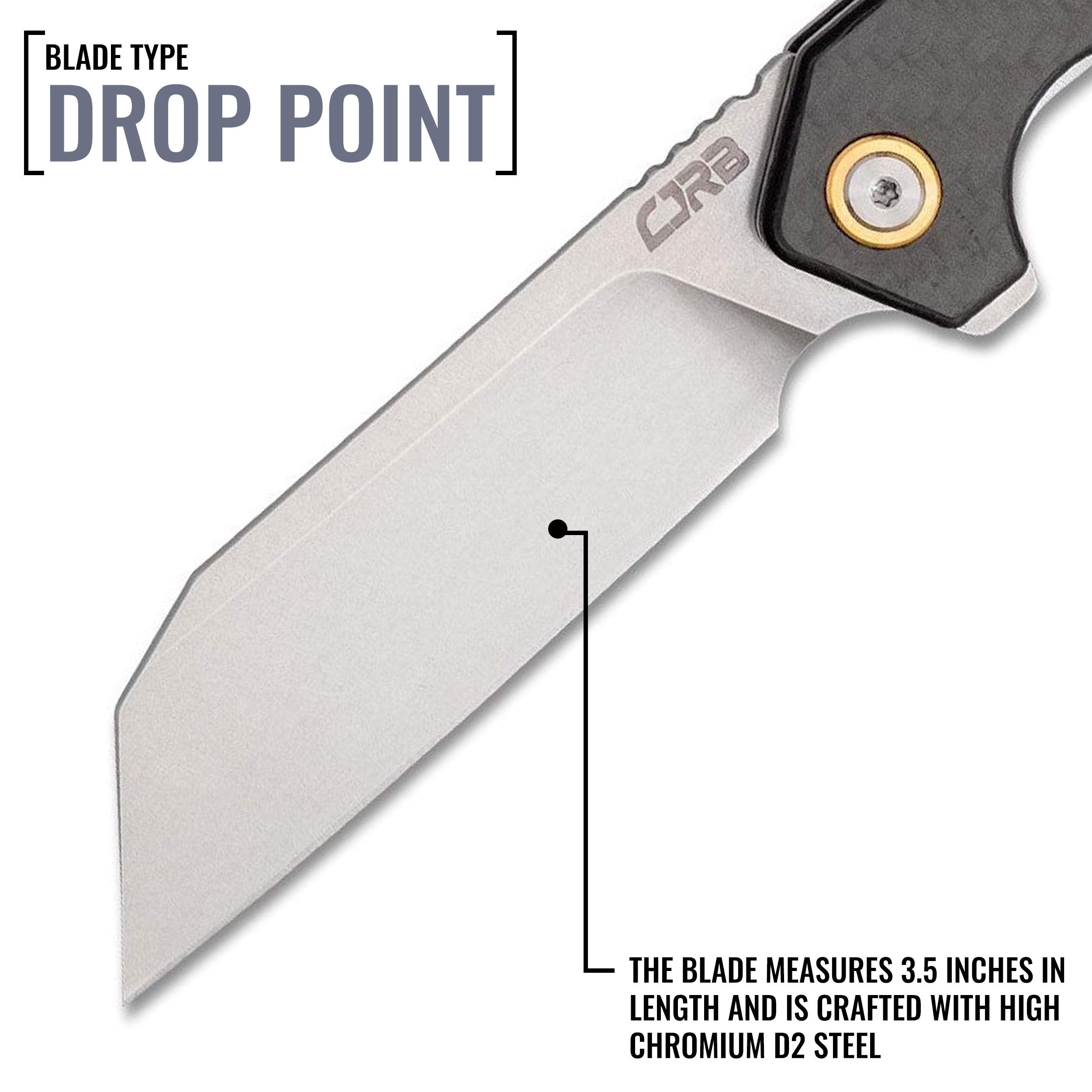 CJRB Rampart Folding Pocket Knife with Clip, Liner Lock, 3.5 Inch Drop Point Blade, Carbon Fiber Handle