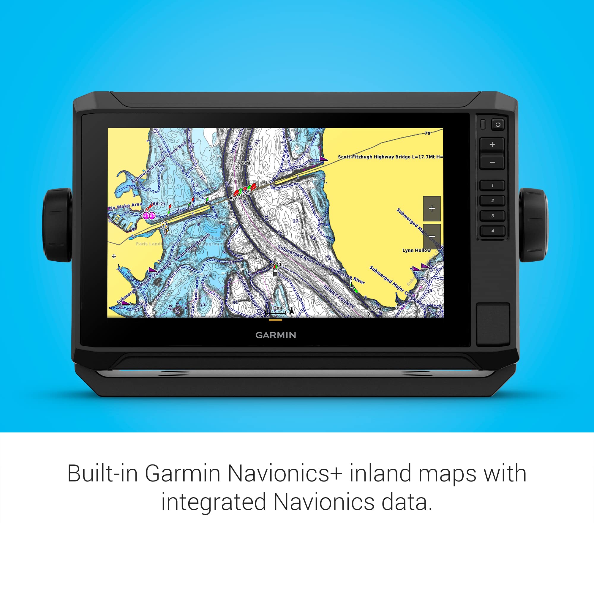 Garmin ECHOMAP UHD2 93sv Without Transducer, 9 Touchscreen Chartplotter, Garmin Navionics+ U.S. Inland