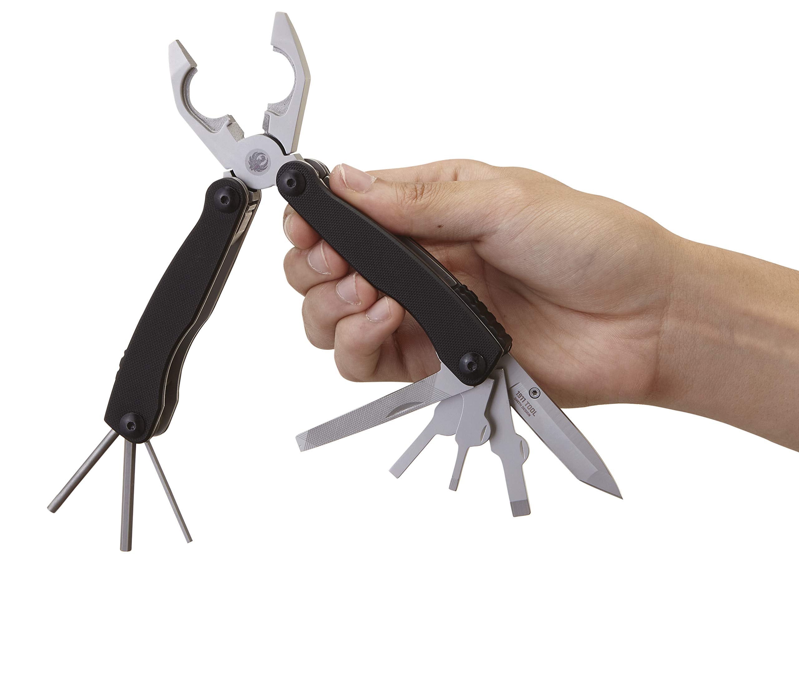 CRKT Ruger 1911 Multitool: Folding Pocket Knife with Liner Lock, Pliers, Spring Cutter, Screwdrivers, Punch Rod, Wrenches, with Polyester Sheath R5100