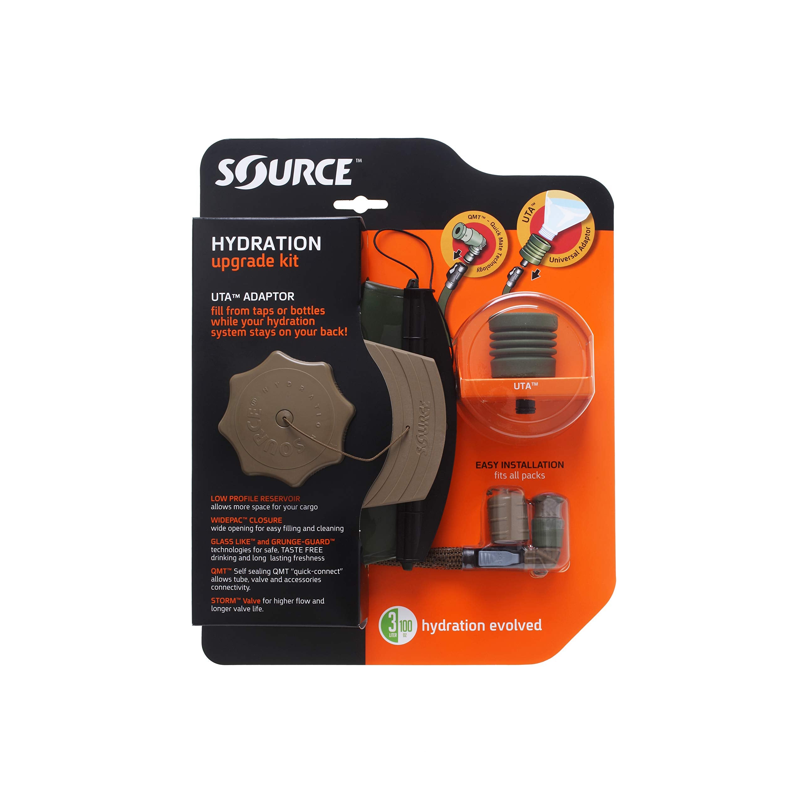 Source Tactical WXP 3L Low Profile Hydration System Upgrade Kit w/ Universal Tube Adaptor, Coyote