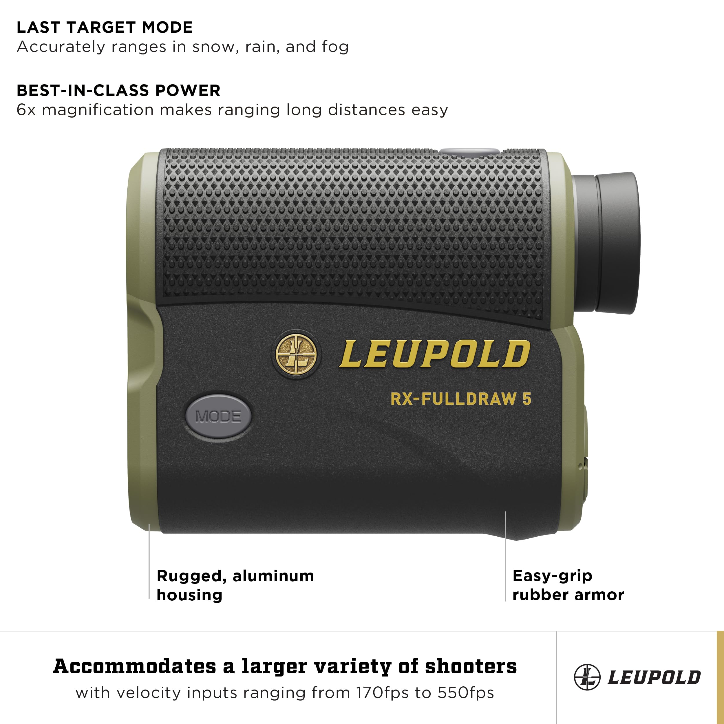 Leupold RX-FullDraw 5 Rangefinder with DNA with Black/Green OLED