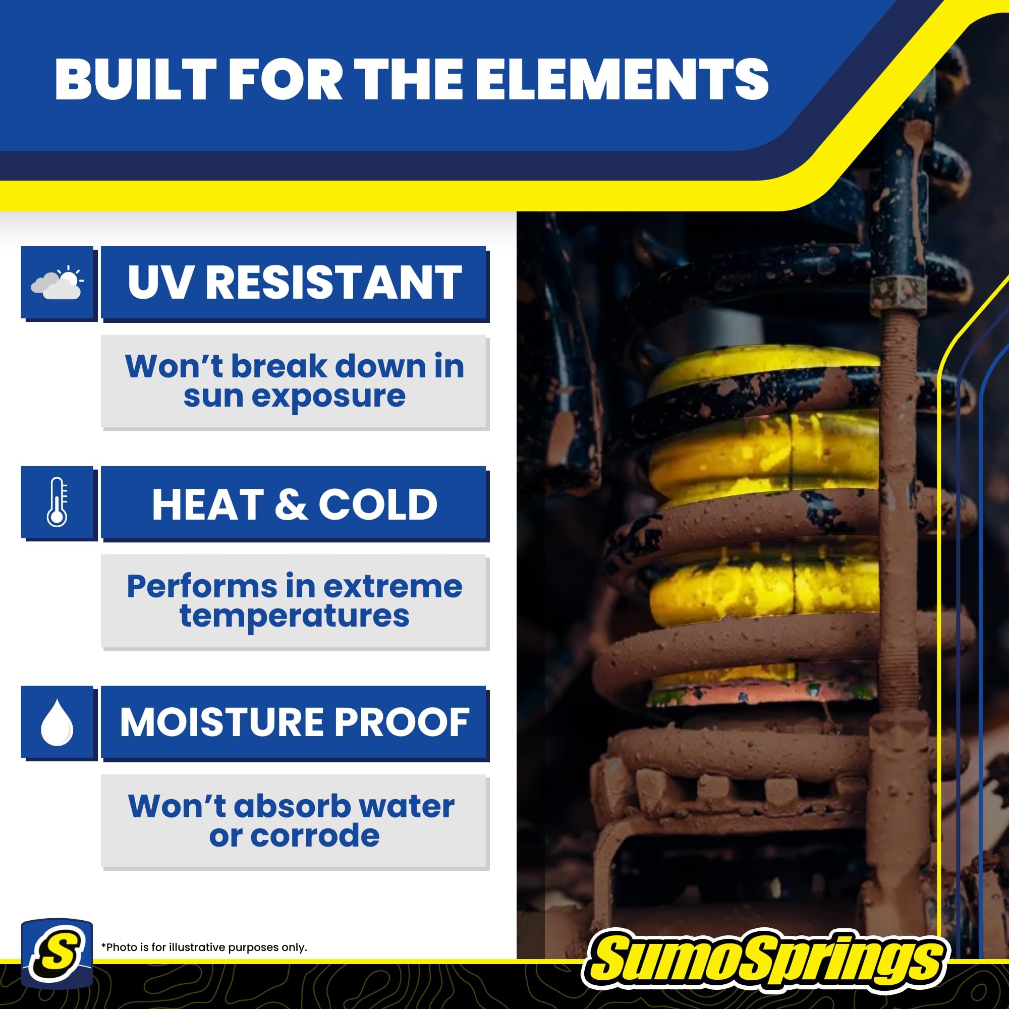 SuperSprings Set of Rear SumoSprings fits 2016-2023 Tacoma and 2016-2024 Frontier | 1800 lb Capacity at 50% Compression | Simple Installation