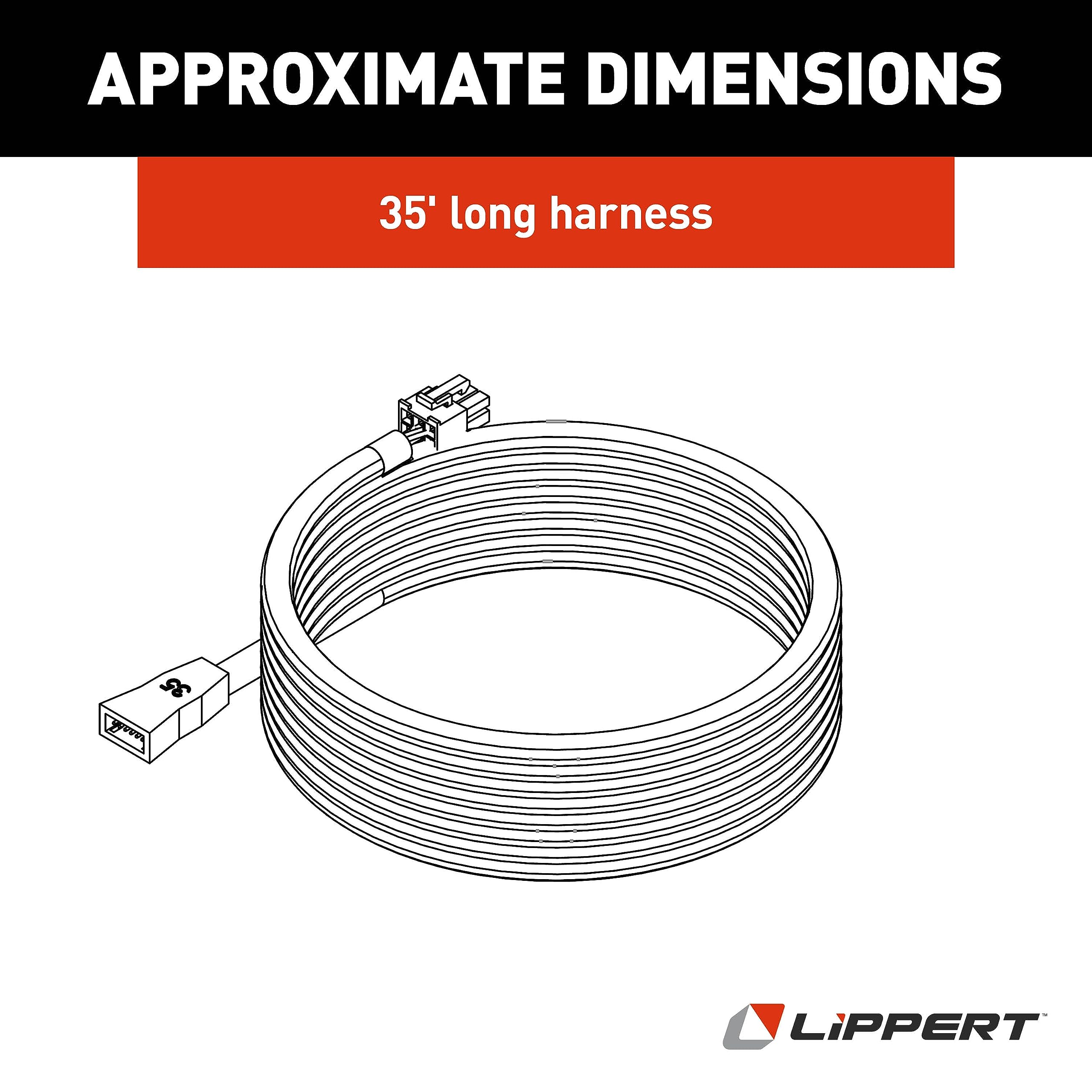 Lippert Replacement 35' Male-to-Female 6-Pin Controller-to-Motor Harness for In-Wall RV Slide-Out Systems, Exact-Match Connectors, Fits 5th Wheel RVs, Travel Trailers, Motorhomes - 238992