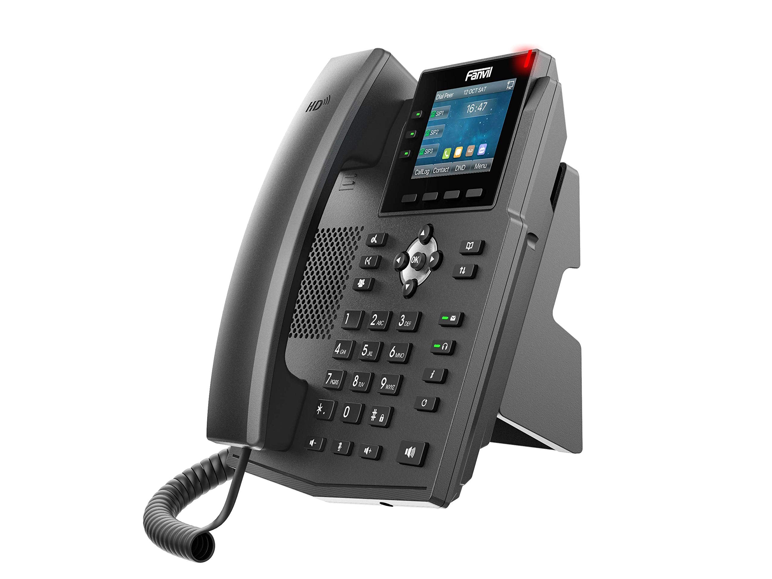 Fanvil X3U Enterprise VoIP Phone, 2.8-Inch Color Display, 6 SIP Lines, Dual-Port Gigabit Ethernet, Power Adapter Not Included