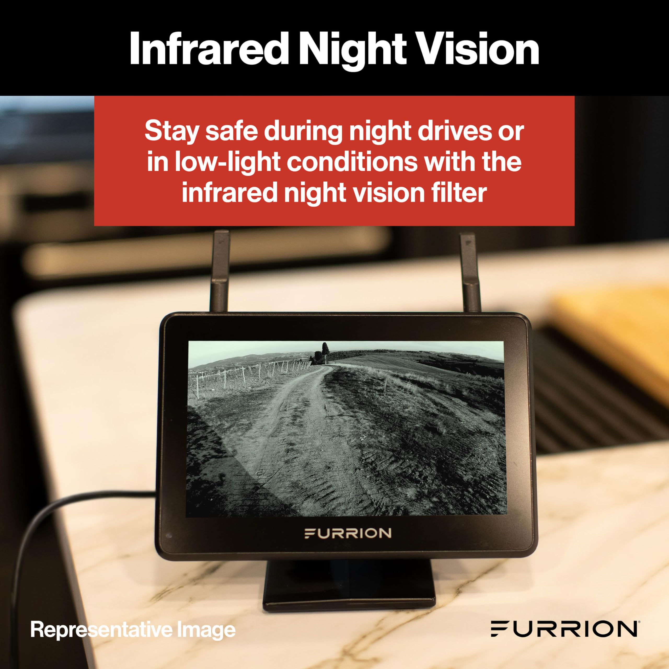 Furrion Vision S+ RV Backup Camera System  Sharkfin Wireless Camera, 1080p HD, 140 Wide-Angle, Infrared Night Vision, Motion Detection, Waterproof, Monitor Not Included  FCNFDTASF