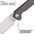 CJRB Rampart Folding Pocket Knife with Clip, Liner Lock, 3.5 Inch Drop Point Blade, Carbon Fiber Handle