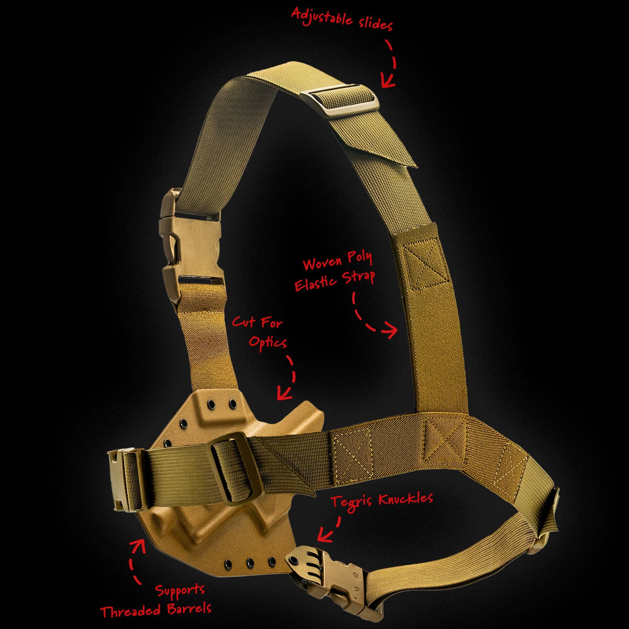 GunfightersINC Kenai Chest Holster for a Glock - MAS Grey/Coyote (Model - 17, Right)
