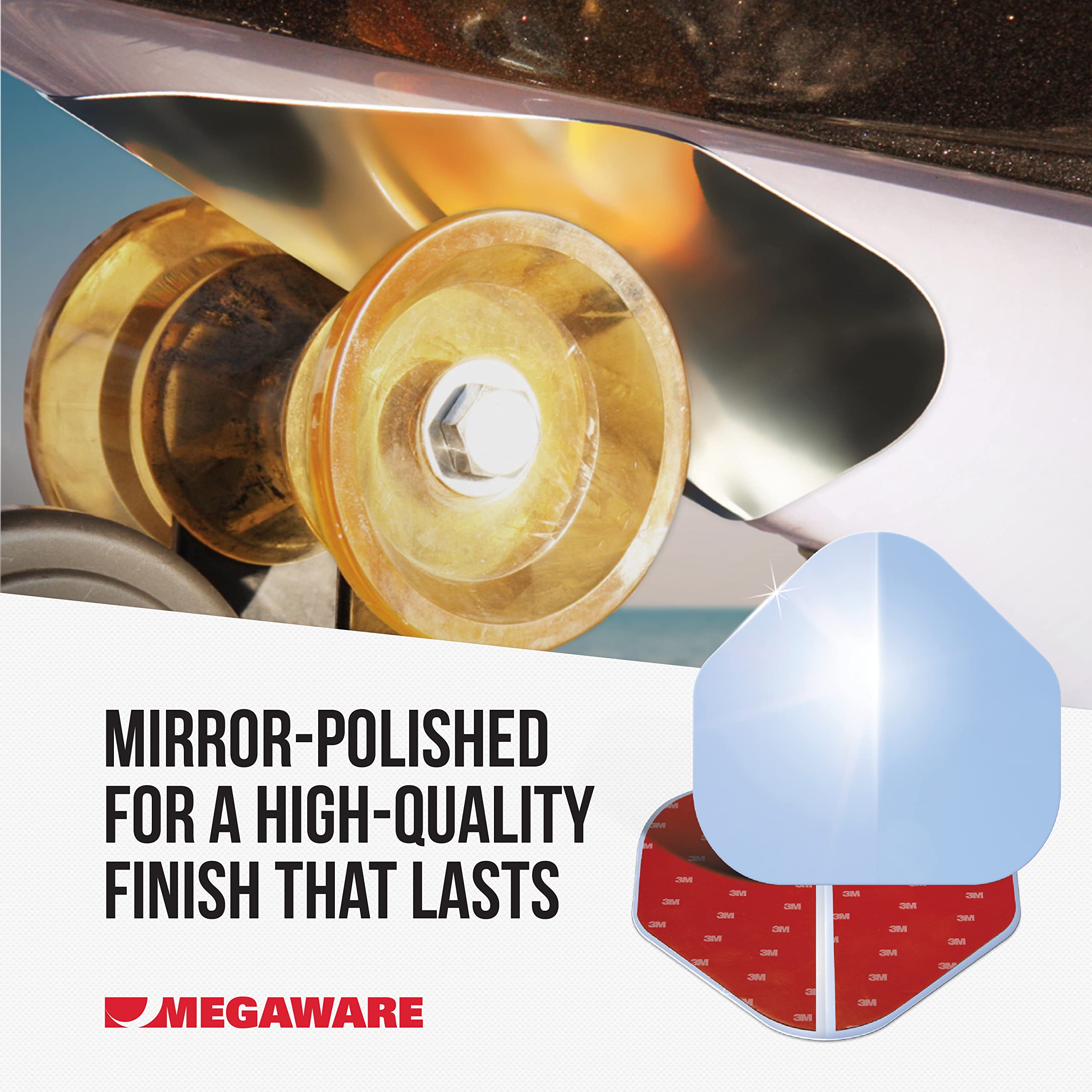 MEGAWARE KEELGUARD XL ScuffBuster BowGuard, Prevent Trailer Bow Roller Damage by Stern Eye Bolt; 3M Adhesive; Stainless Steel Mirror Polished Finish; Easily Bends; Solid (9" x 8.75")