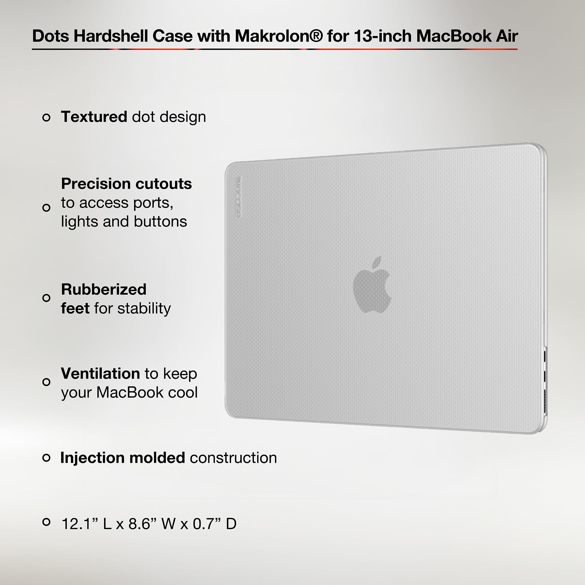 Incase Dots Hardshell with Makrolon® - MacBook Air 13 inch Case - M5 2026, M4 2025, M3 M2 2024-2022 - MacBook Case, Laptop Cover, Protective Hard Shell, Scratch Resistant, Lightweight (Clear)